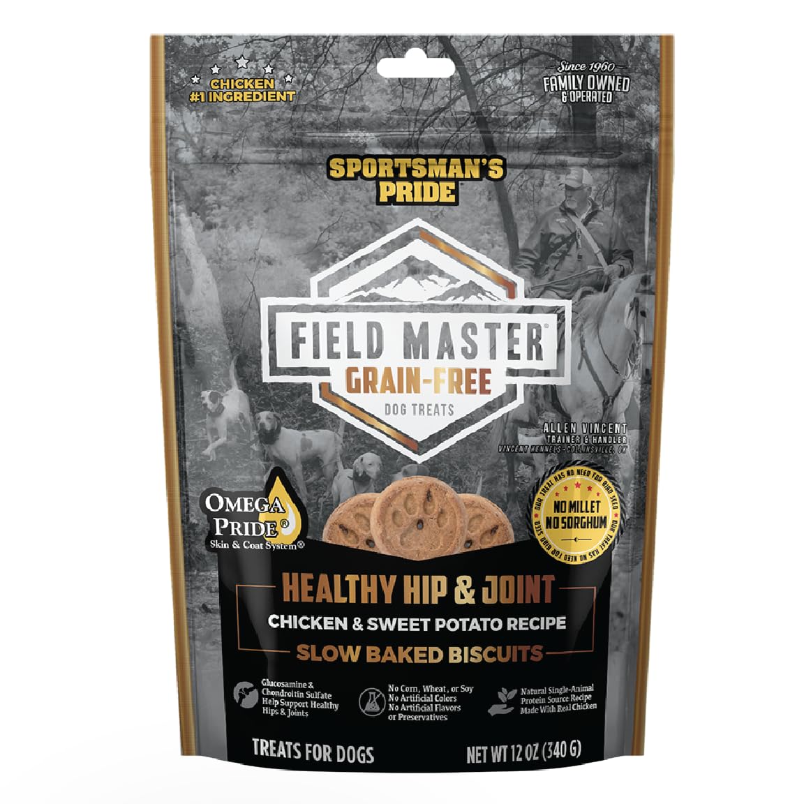 Sportsmans Pride Field Master Healthy Hip & Joint Chicken & Sweet Potato Recipe Grain-Free Dog Biscuits, 12 oz.