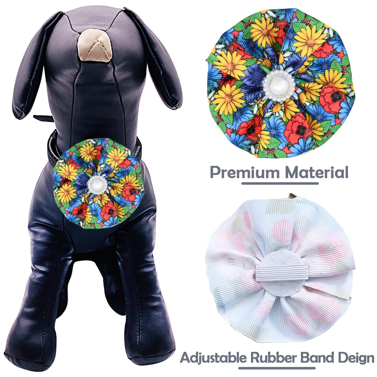 Jpgdn 12Pcs Dog Collar Flowers With Beads Pet Collar For Small And Medium Puppy Doggies Sliding Pet Collar Bow Flowers Grooming