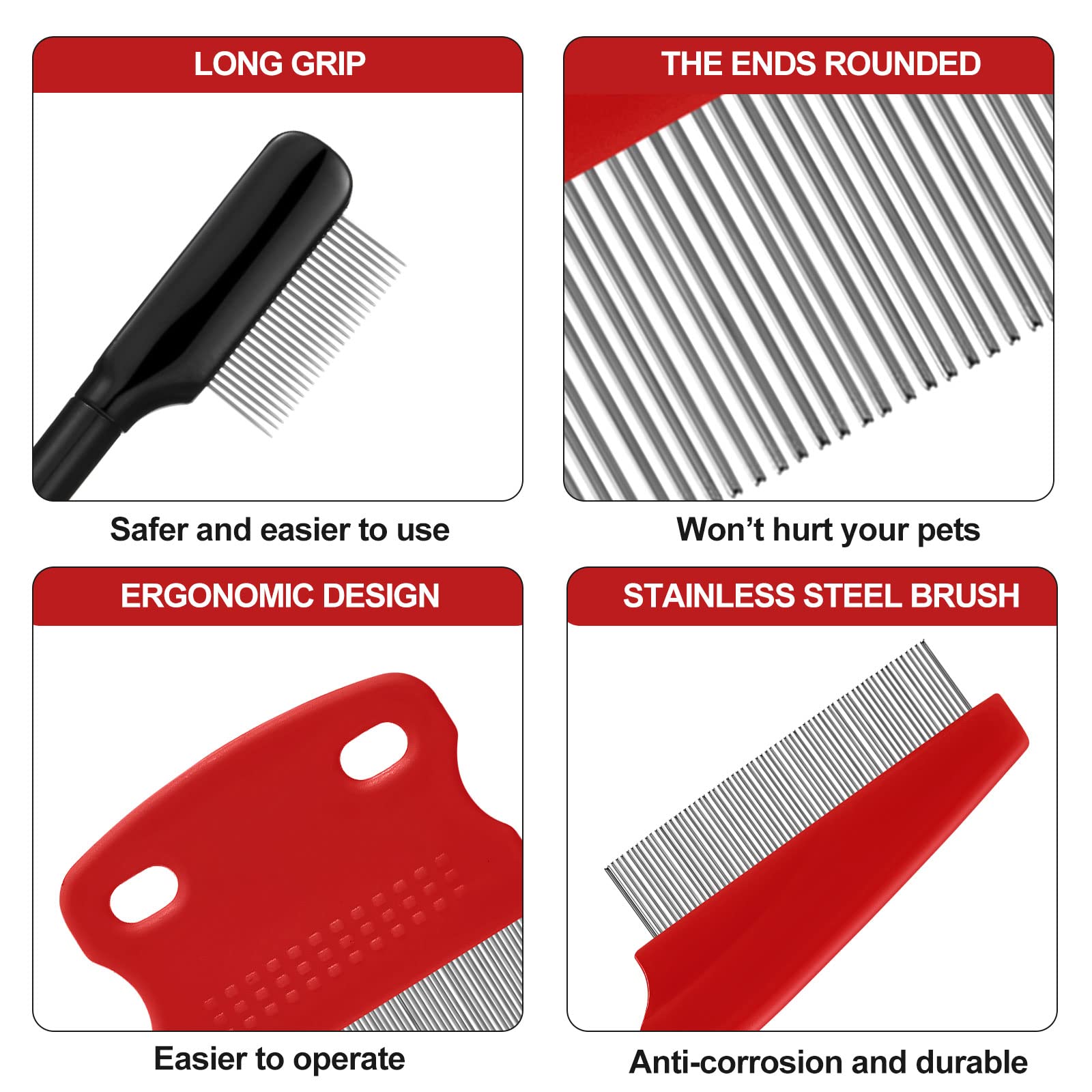 5 Pieces Dog Eye Combs Tear Stain Remover Combs Pet Grooming Comb For Small Dogs Gently Removing Eye Mucus And Crust (Red, Black