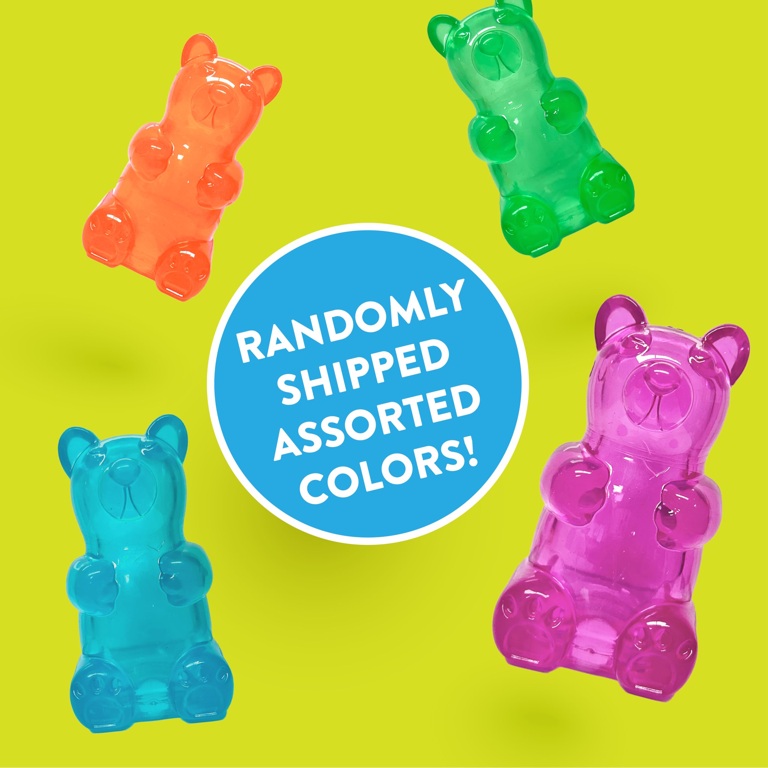 Spunky pup Spunky Bear Interactive Squeaky Dog Toys - Gummy Bear Shape, Crazy Bounce, Dishwasher-Safe, Assorted Neon Colors- Lar