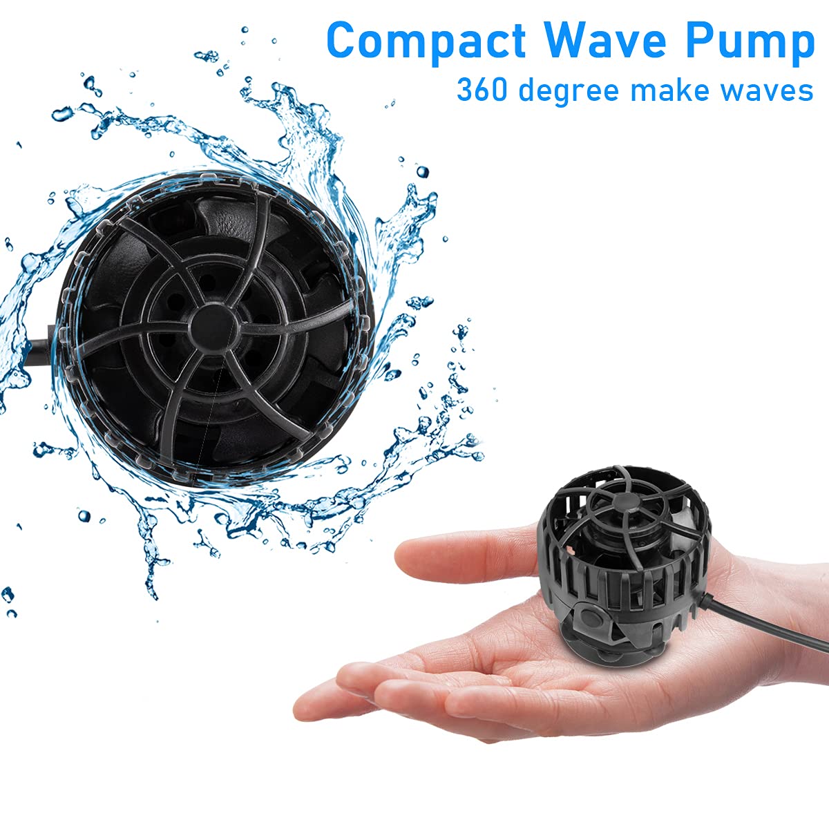 Hygger Quiet Magnetic Aquarium Wave Maker, 2600Gph Dc 24V Powerhead With Digital Led Display Controller, Submersible Water Inver