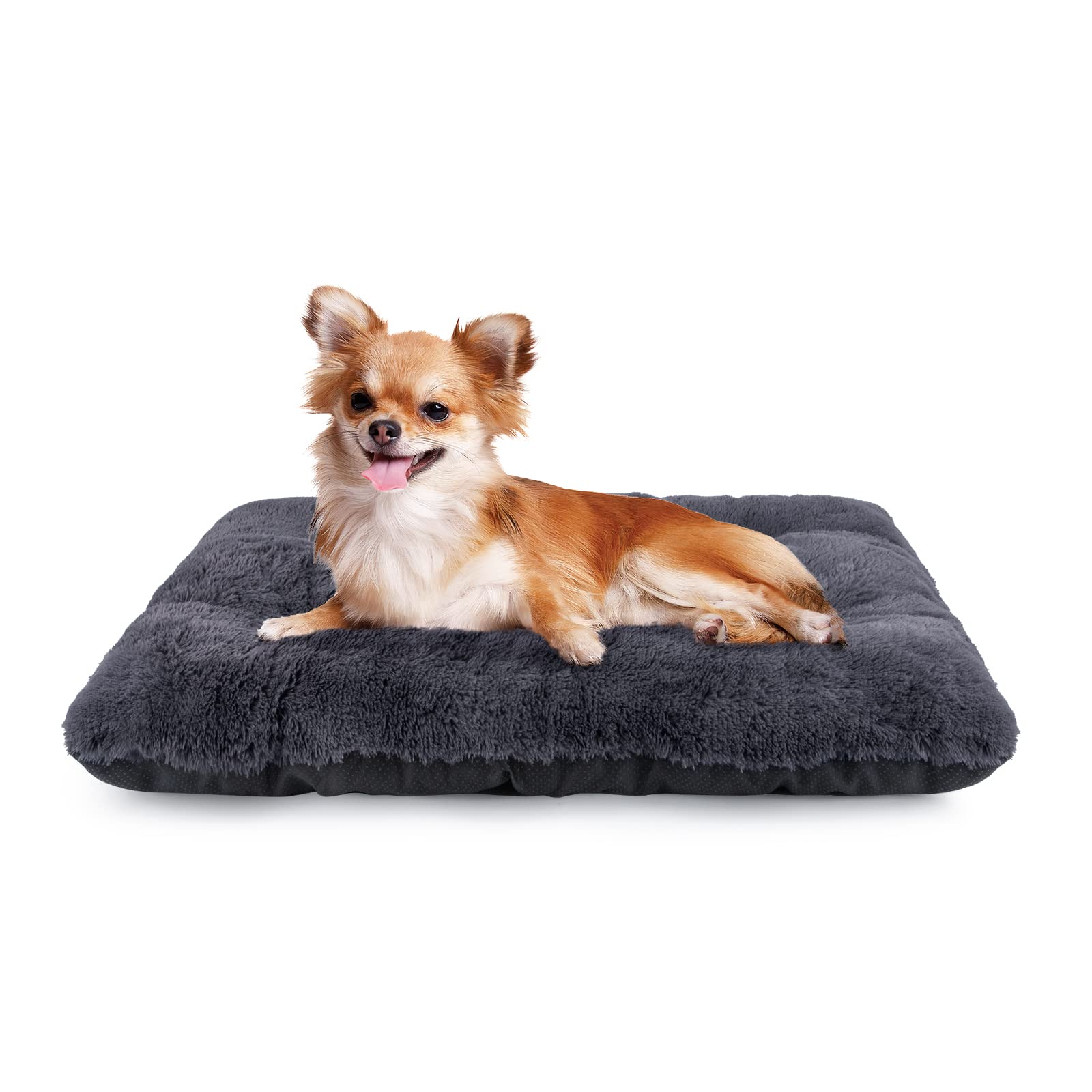 Joejoy Dog Bed Crate Pad, Deluxe Plush Washable Dog Beds Fulffy Soft Kennel Pad Anti-Slip Pet Sleeping Mat For Medium Small Dogs