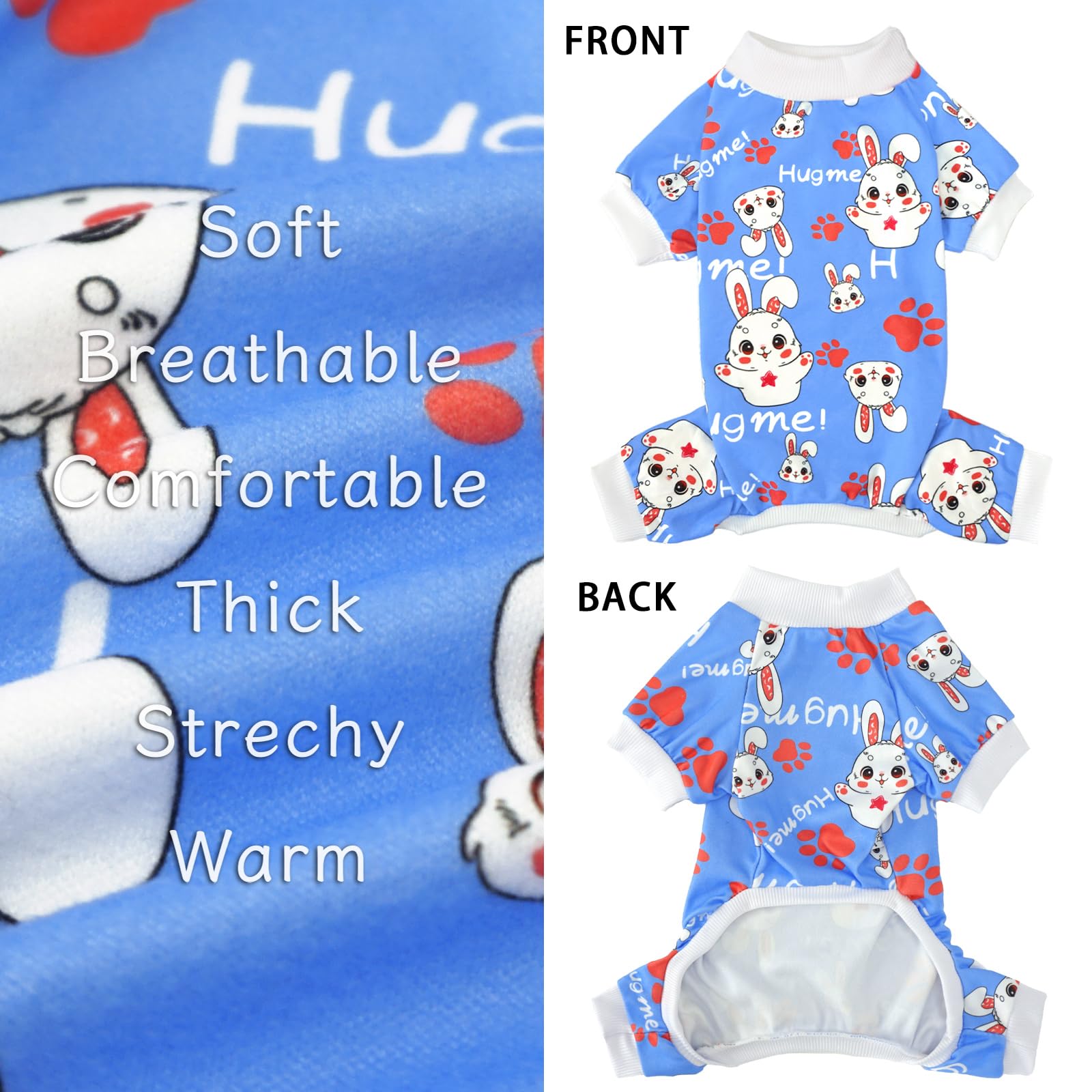 Xpudac Dog Pajamas Soft Stretchy Dog Clothes For Small Medium Dogs Pet Jumpsuit Cat Apparel-S