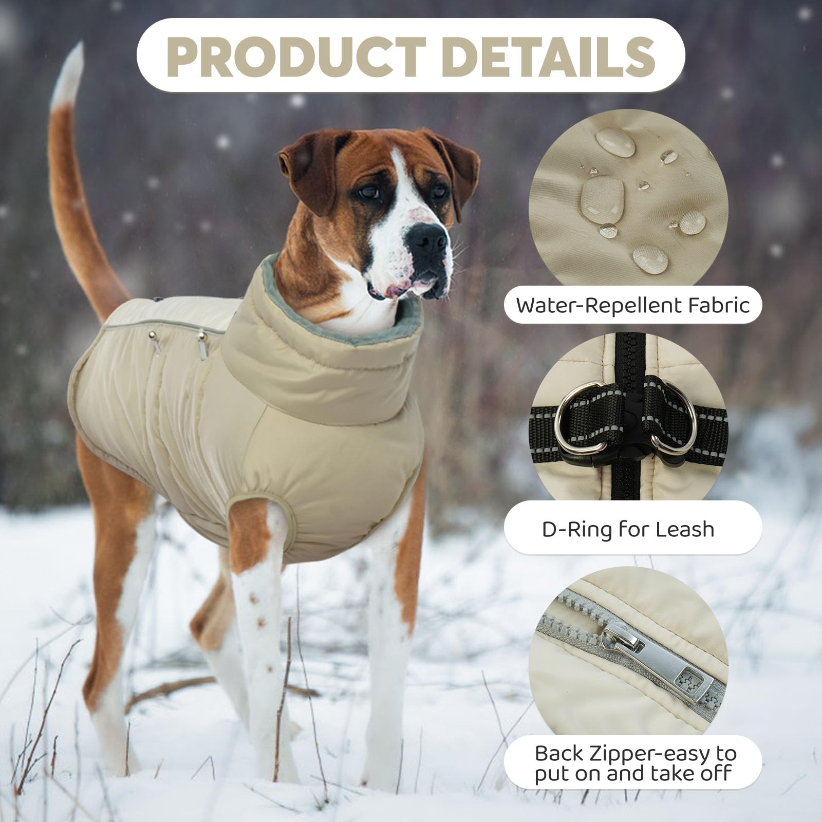 Idomik Warm Dog Coat - Built-In Harness, Water-Repellent, Windproof & Snowsuit For Small To Large Dogs