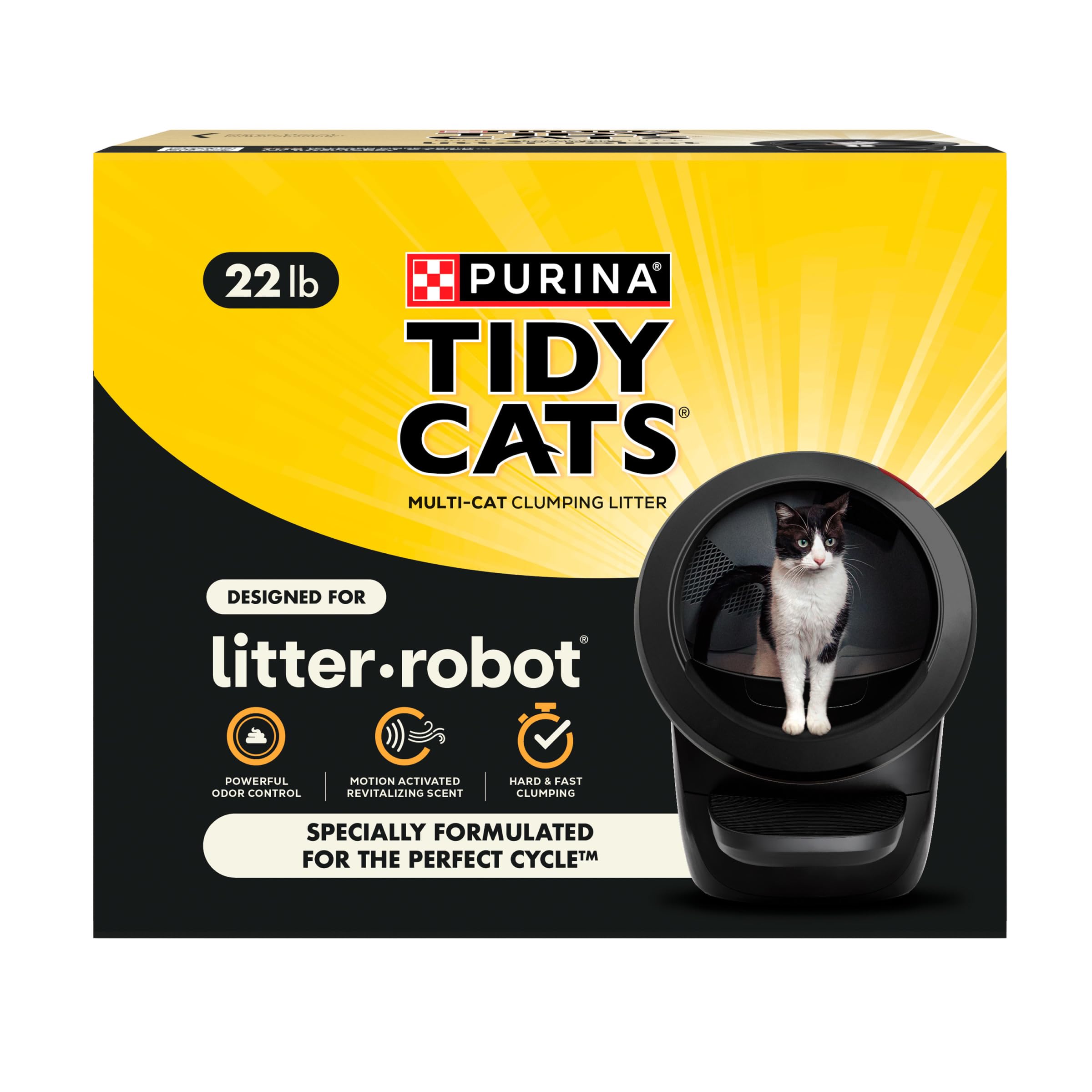 Purina Tidy Cats Cat Litter For Litter-Robot Clumping Cat Litter Odor Control Formula - 22 Lb. Box