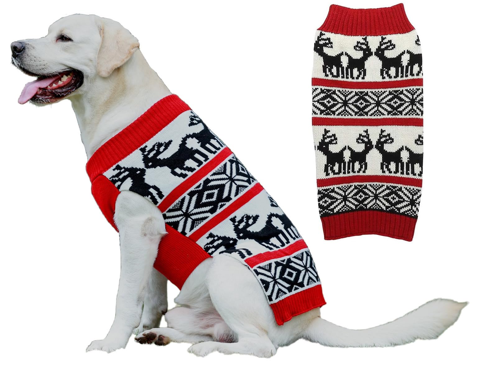 Lanyarco Ugly Dog Christmas Sweaters, Xmas Reindeer Holiday Festive Pet Clothes Christmas Dog Sweater For Large Dogs, Xx-Large (