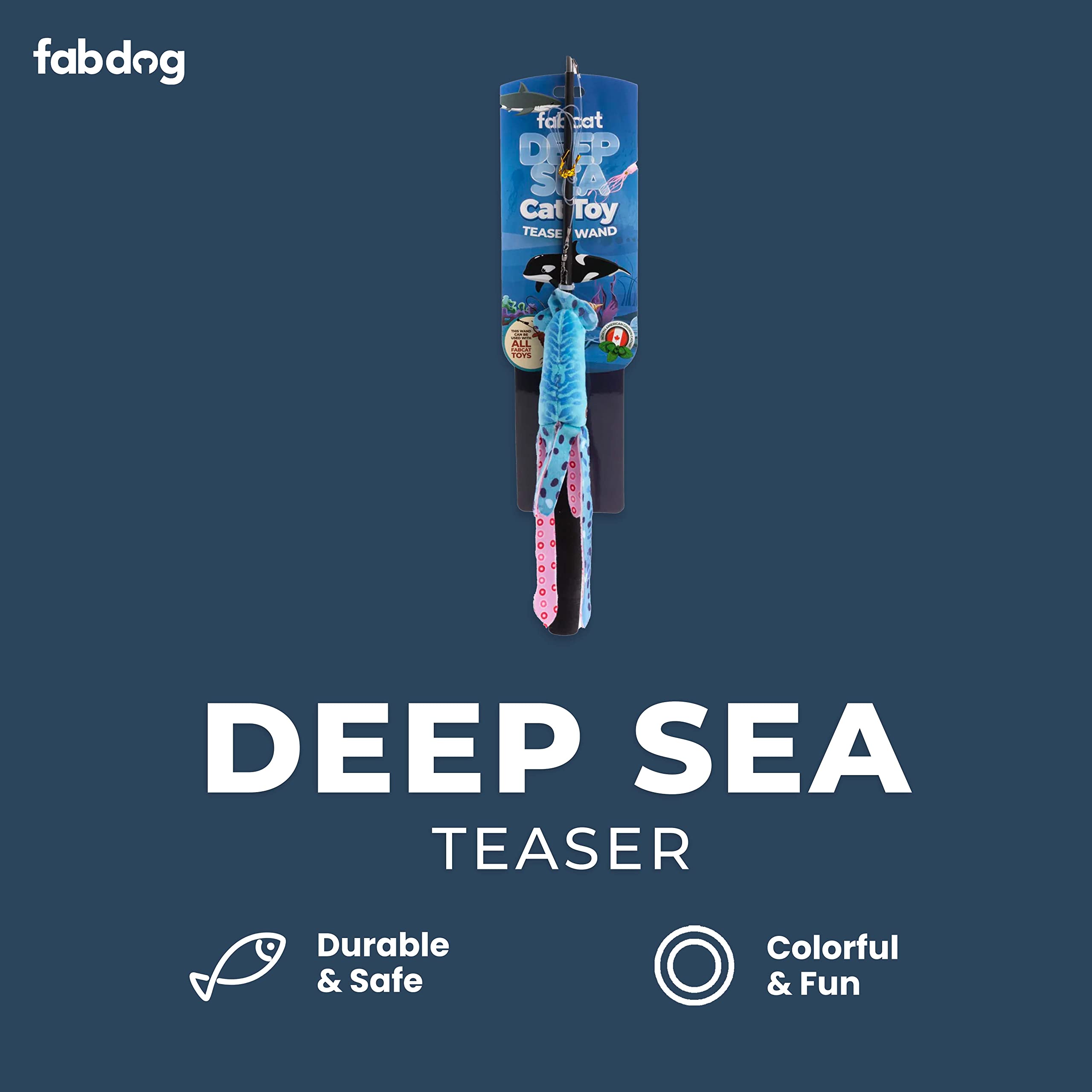 Fabdog Cat Toys For Indoor Cats - Interactive Fishing Pole Cat Toy Infused With Catnip - Cute Cat Toys Offer Endless Fun | New Deep Sea Fishing Pole Gift For Kittens | Deep Sea