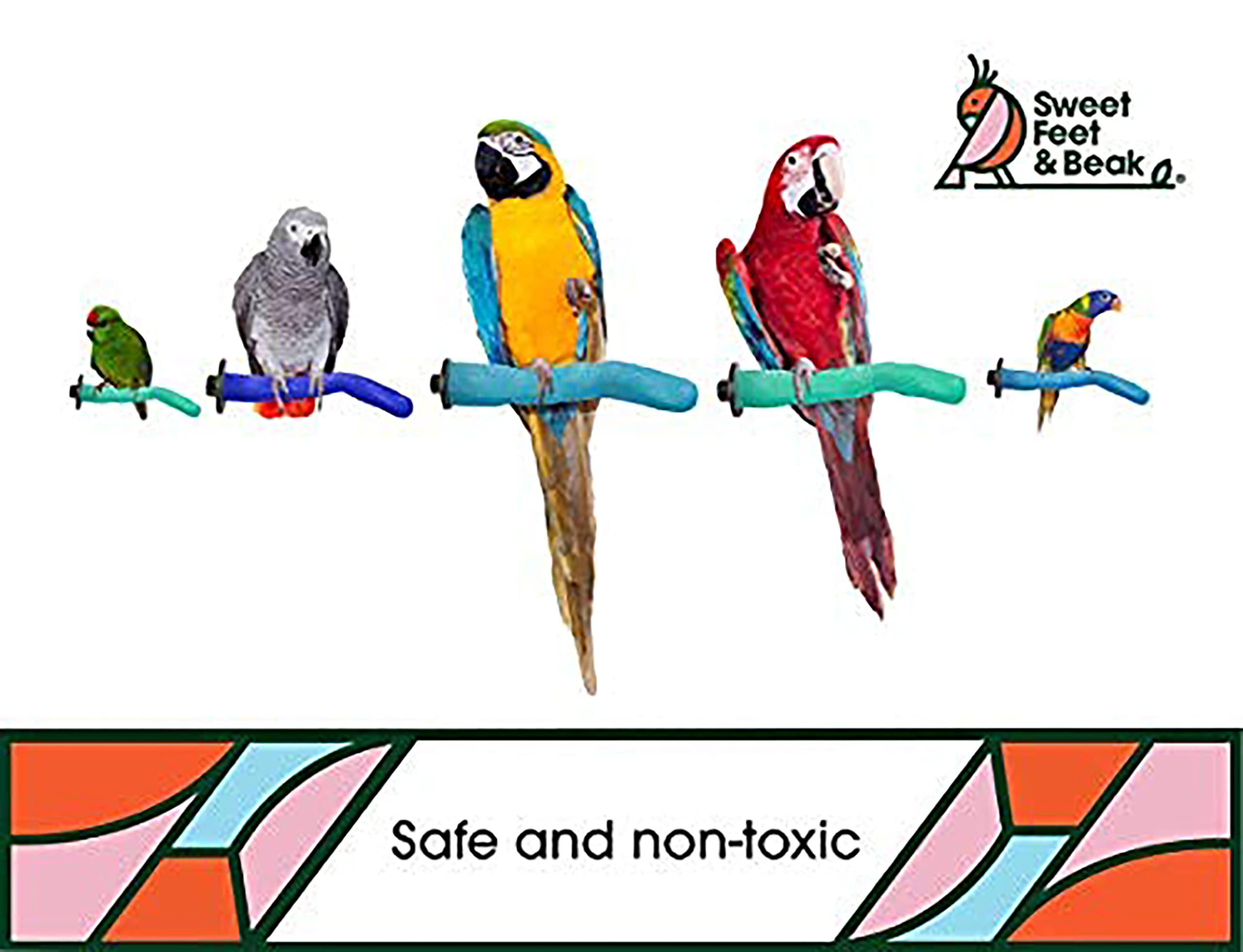 Sweet Feet And Beak Safety Pumice Perch - Trims Nails And Beak - Promotes Healthy Feet - Safe Non-Toxic Bird Supplies For Bird Cages - Small 8'