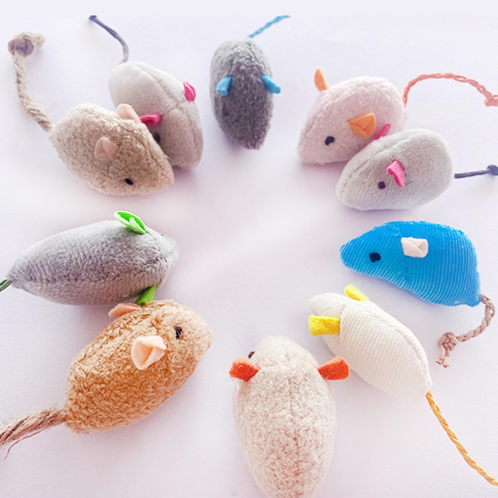 Haourlife 20-Pack Catnip Mouse Toys - Assorted Colors, Plush Mice With Catnip, Interactive Cat Toys For Indoor Kittens & Adults,