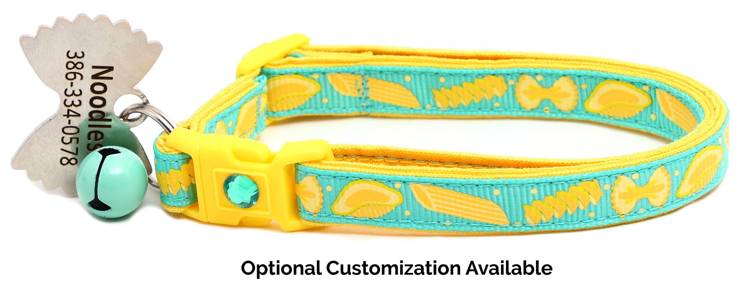 Noodle Cat Collar - Safety - Breakaway - Charm And Bell - Pugs2Persians (Large(10Lbs & Up), Aqua)