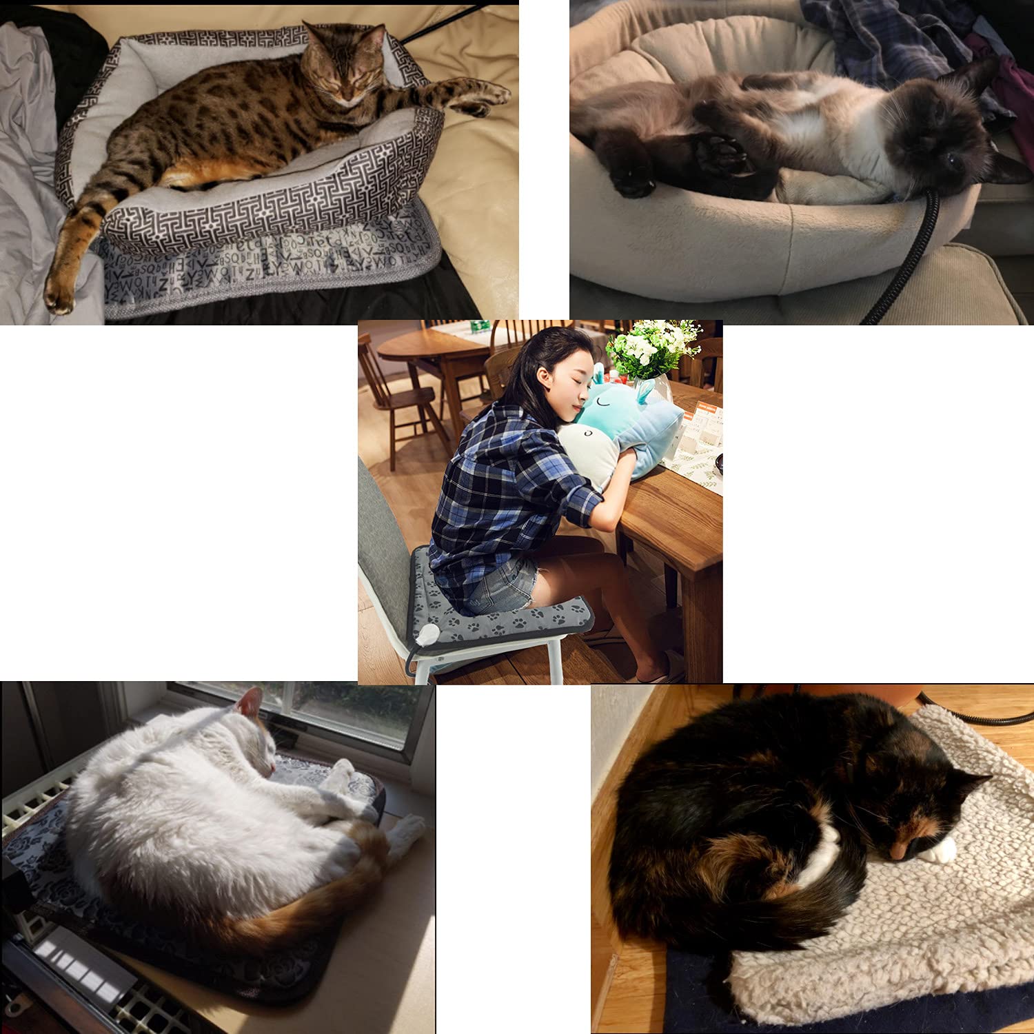 DEOMAN Pet Heating Pad - Waterproof Electric Bed Mat for Dogs & Cats, 17.7" x 17.7", Chew Proof Cord, Easy to Clean
