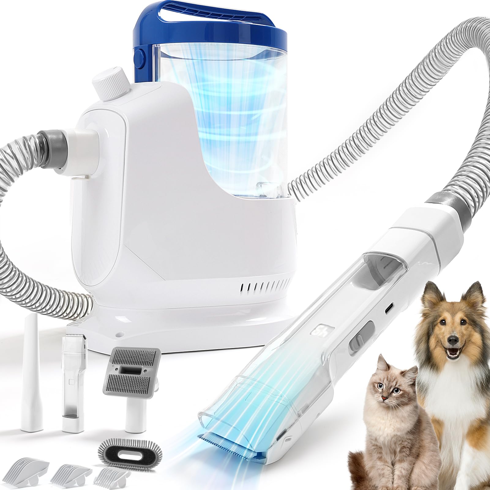 Fsitego Dog Grooming Kit With Vacuum Clippers: Dog Vacuum For Shedding Grooming With Pet Hair Trimmer - 3L Pet Grooming Vacuum F