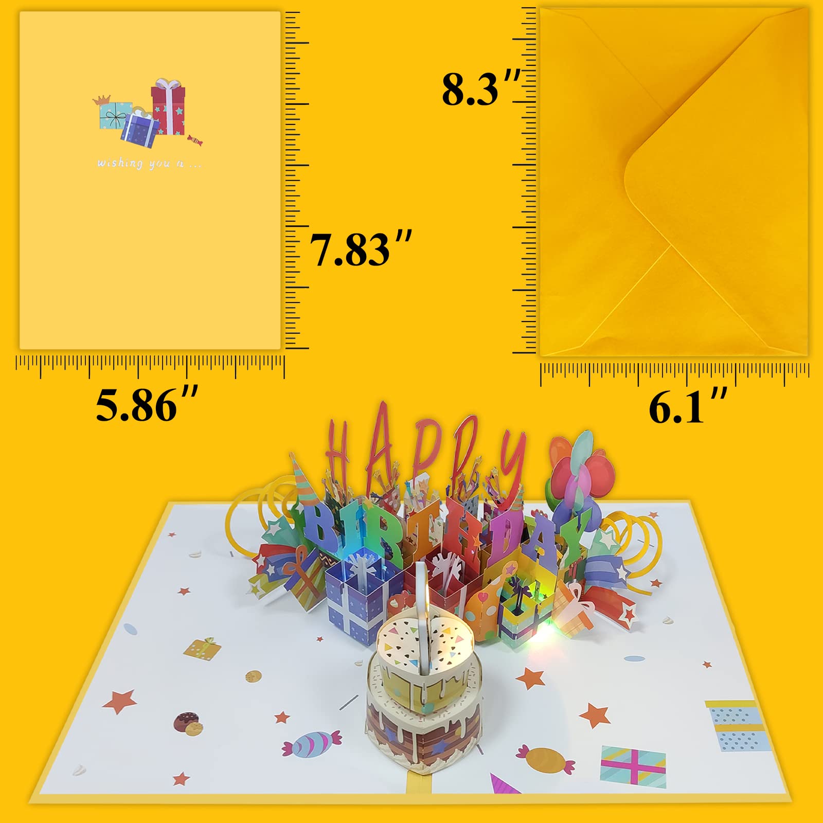 Birthday Card,Musical Birthday Cards With Light And Music, Blowable, 3D Birthday Popup Card,Birthday Card For Women- Plays Hit S
