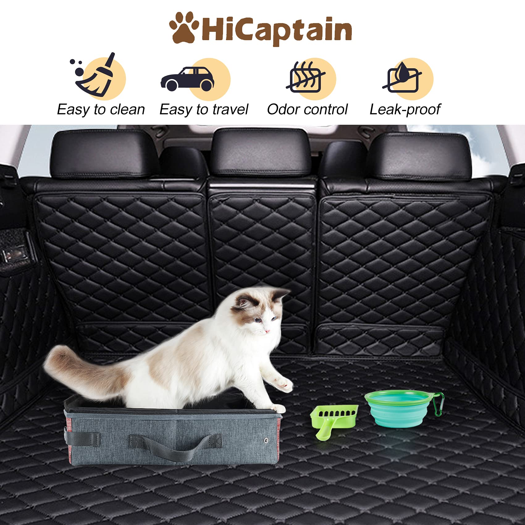 Hicaptain Portable Cat Litter Box With Lid And Handle Standard Portable Collapsible Litter Carrier For Cat (M,Pink/Gray)