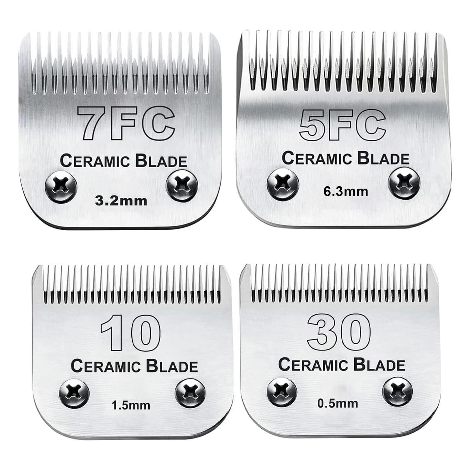 Dog Grooming Clipper Replacement Blades Compatible With Andis Pet Clipper/Oster A5/Wahl Km Series Dog Clipper,Ceramic Blade & Stainless Steel Blade(10+30+7Fc+5Fc)