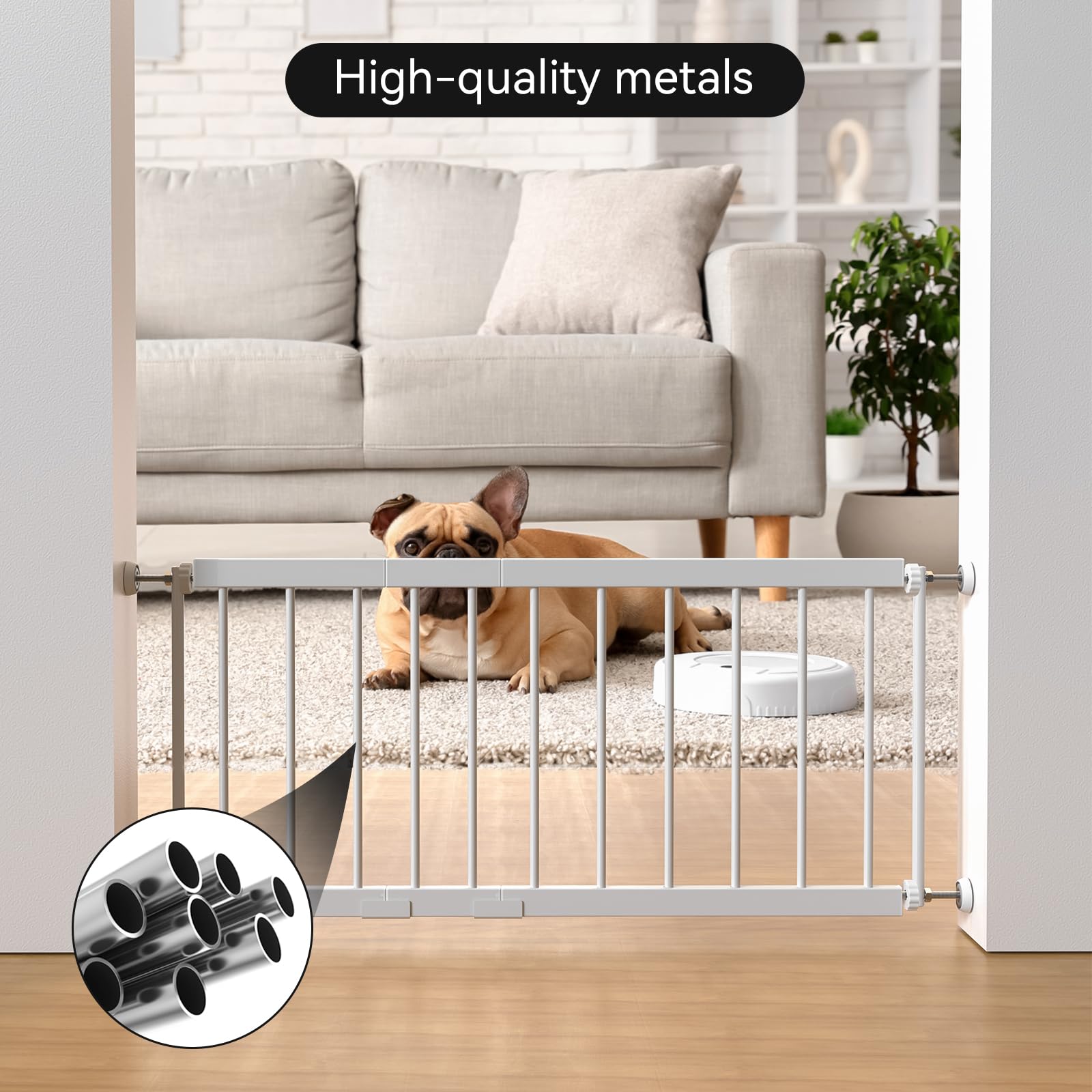 Short Dog Gate Indoor - Mooeckom 13 Tall Small Dog Gate 18-36'' Width Expandable,Easily Step Over With 2 Extension Kits - Pr