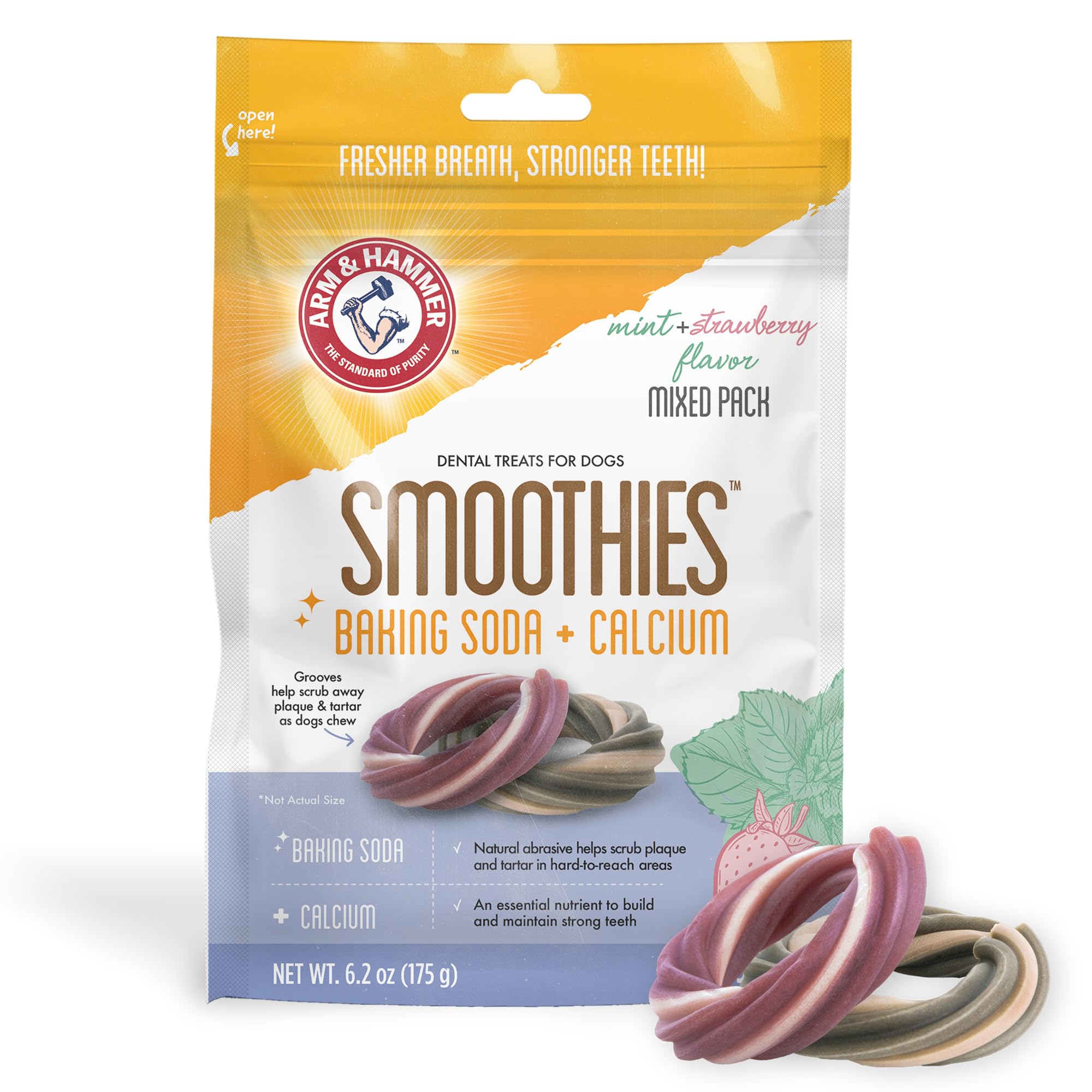 Arm & Hammer for Pets Smoothies Dental Treats for Dogs with Baking Soda & Calcium, Treat Chews Help Fight Bad Breath, Plaque & T