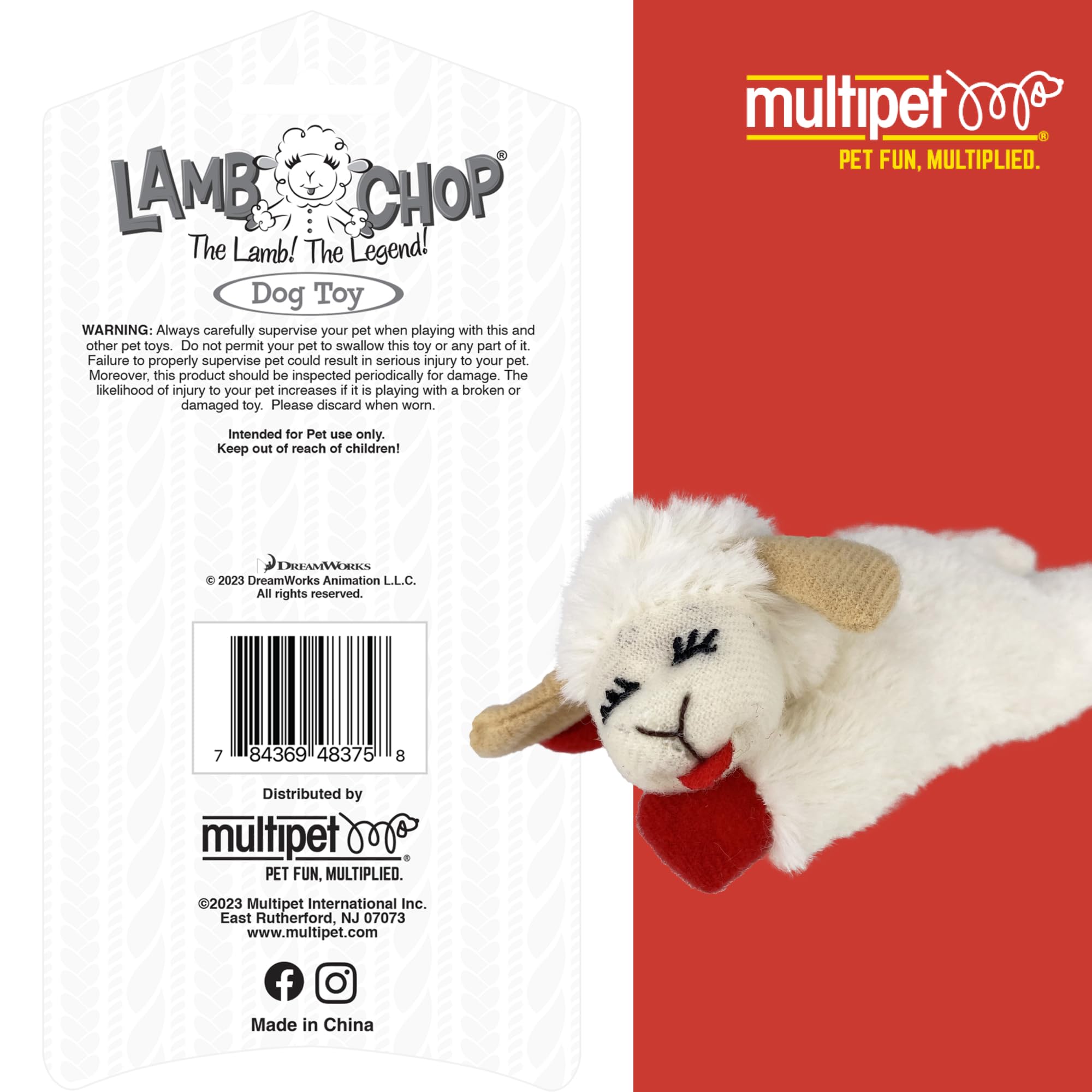 Multipet Lamb Chop Cat Plush Toy w/Catnip - Small Cat Chew Toy for All Cats - Extra Soft Plush Cat Toy - Stuffed Animal Kitten T