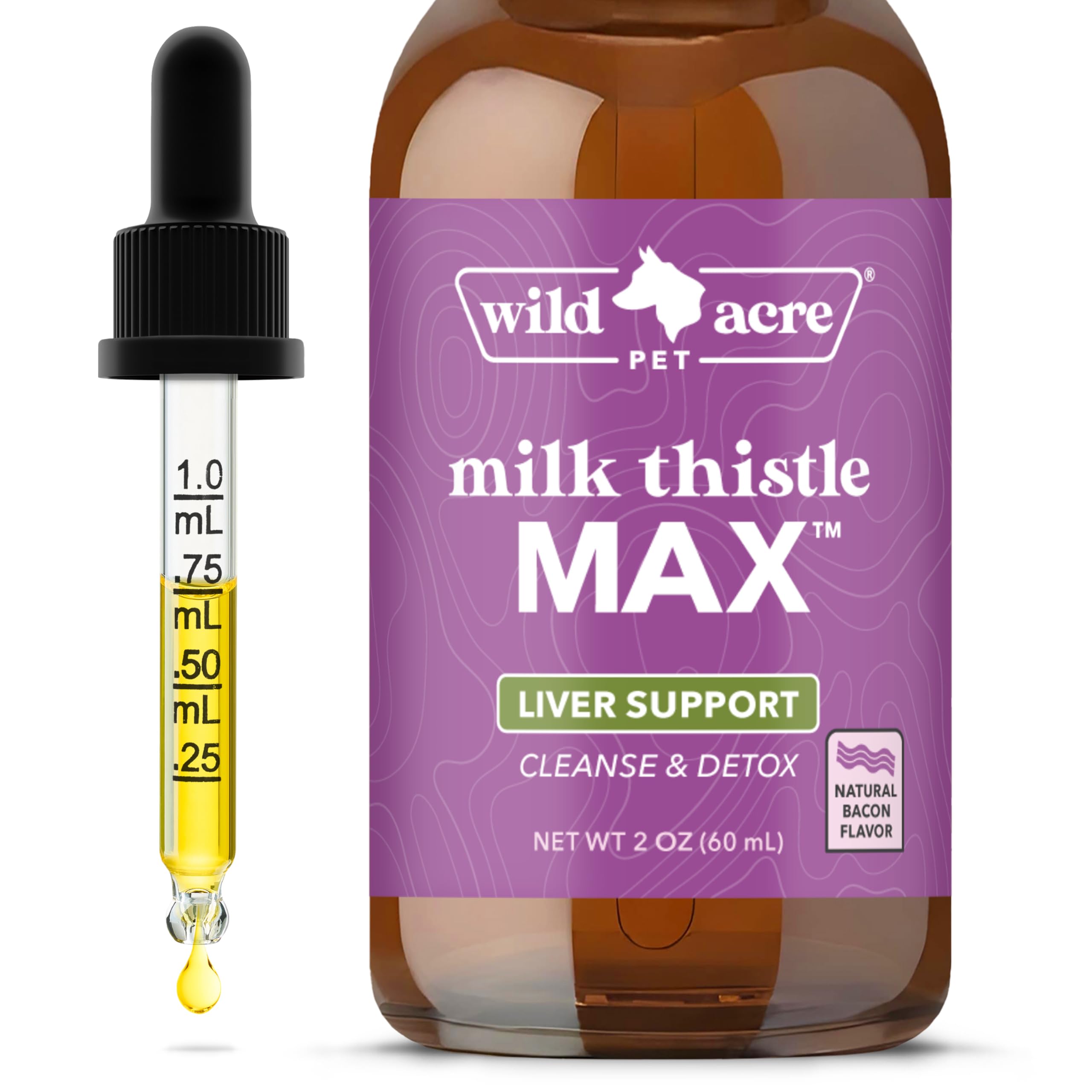 Wild Acre Milk Thistle for Dogs - Max Strength Liver Support, Cleanse & Detox - Natural Bacon Flavor - Simply Add to Food - Pick