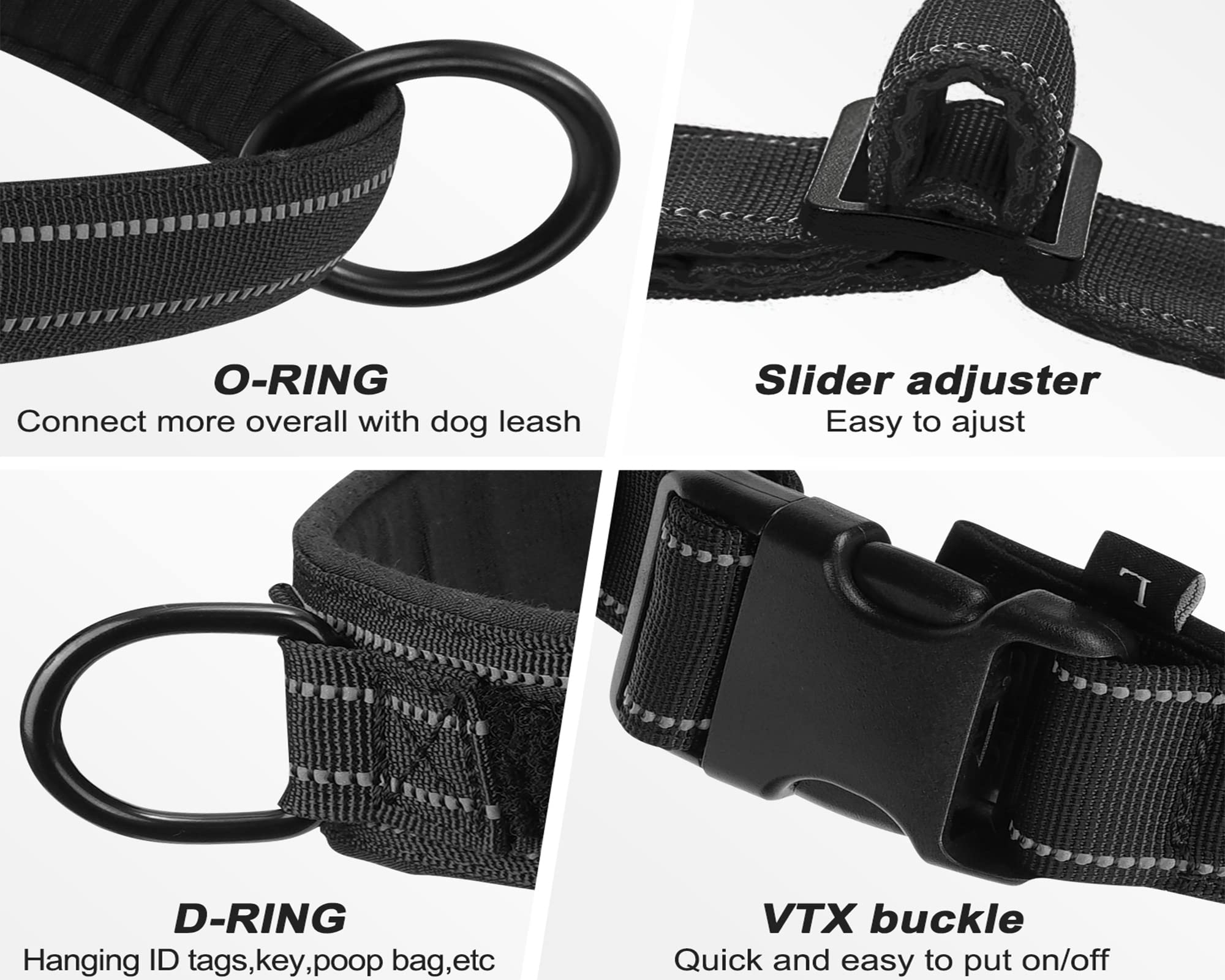 Qifbyfb No Pull Dog Harness For Medium Large Dog, Reflective Escape Proof Adjustable No Pulling Dog Harness, Dog Harness Black Xl