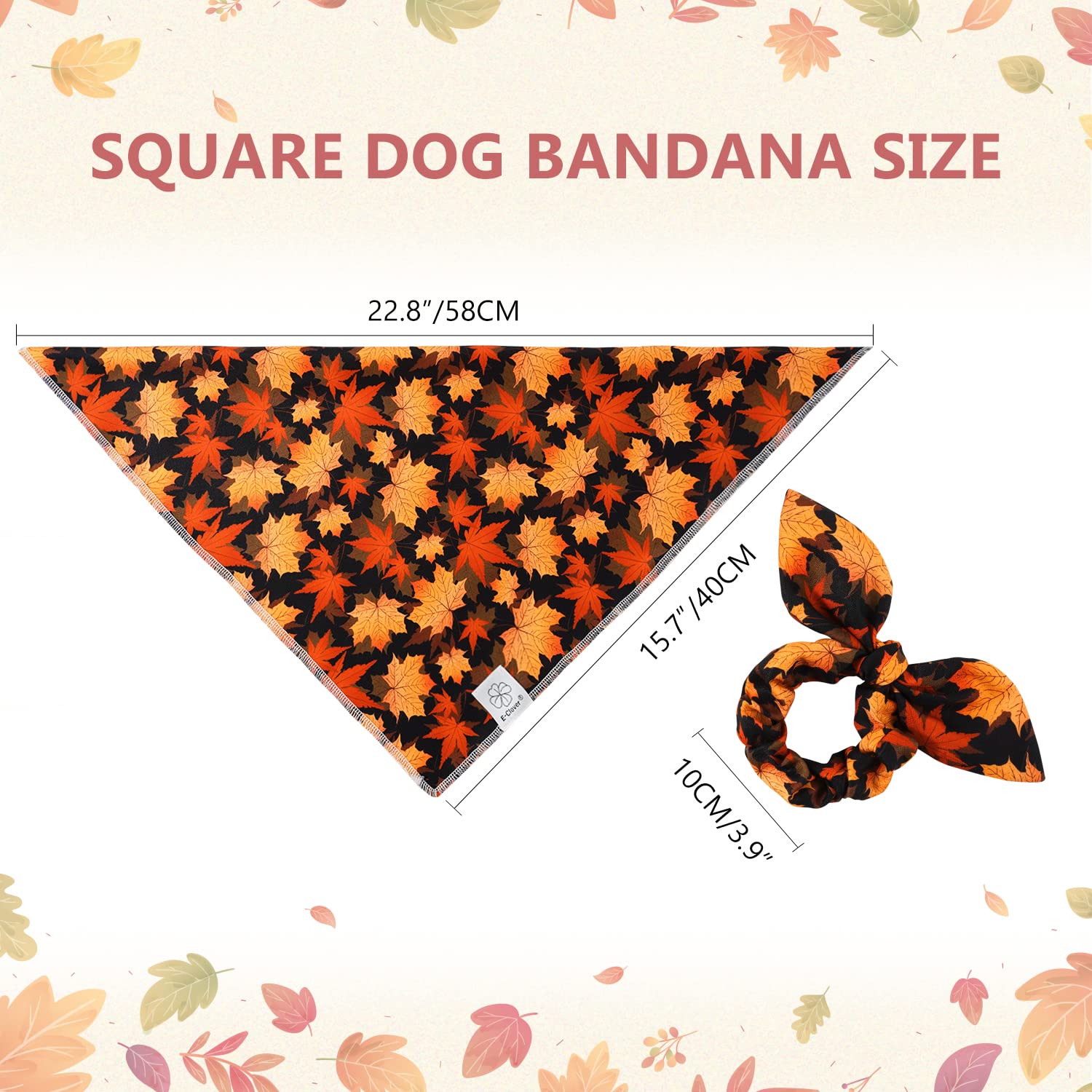 Thanksgiving Dog Bandanas & Matching Scrunchie Set Fall Pet Scarf Kerchief Bibs Dog Outfit For Small Dogs Puppy Owner Gifts Orange Black Maple Leaves