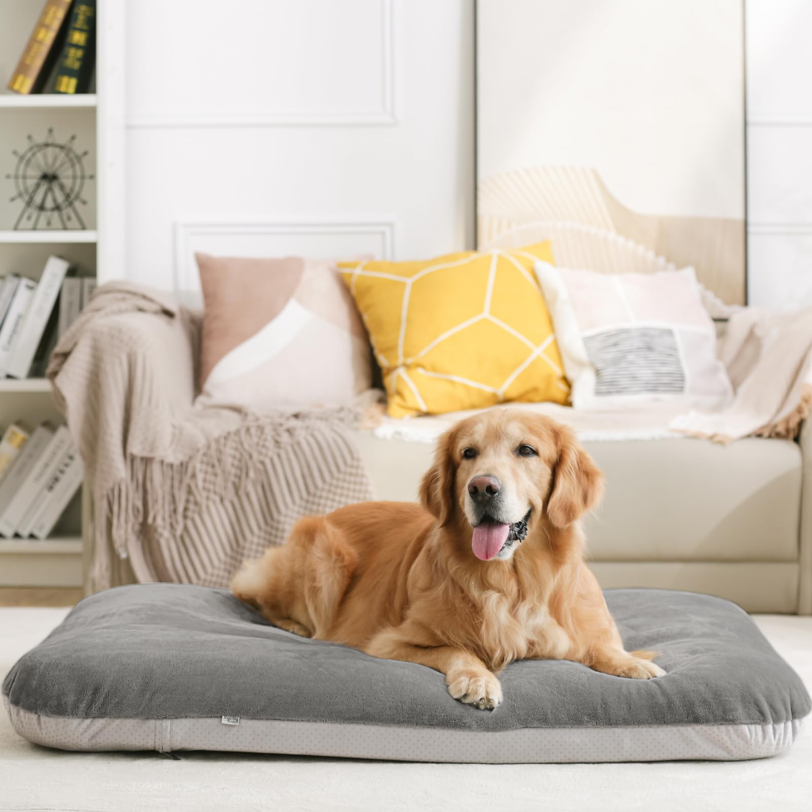 Magic Dog Super Soft Large Dog Bed, 39 Inches Orthopedic Foam Pet Beds With Anti Slip Bottom, Dog Sleeping Mattress With Removab