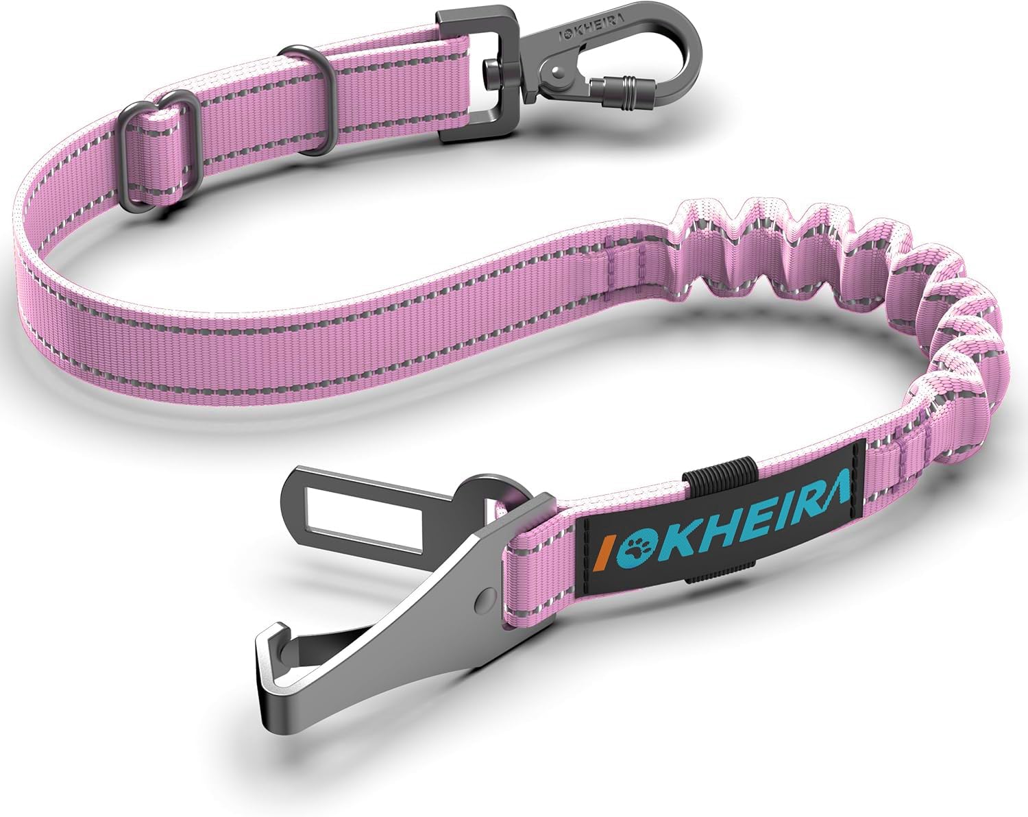 IOKHEIRA Dog Seat Belt 3-in-1 Car Harness for Dogs Adjustable Safety Seatbelt for Car Nylon Reflective Bungee Fabric Dog Car Har