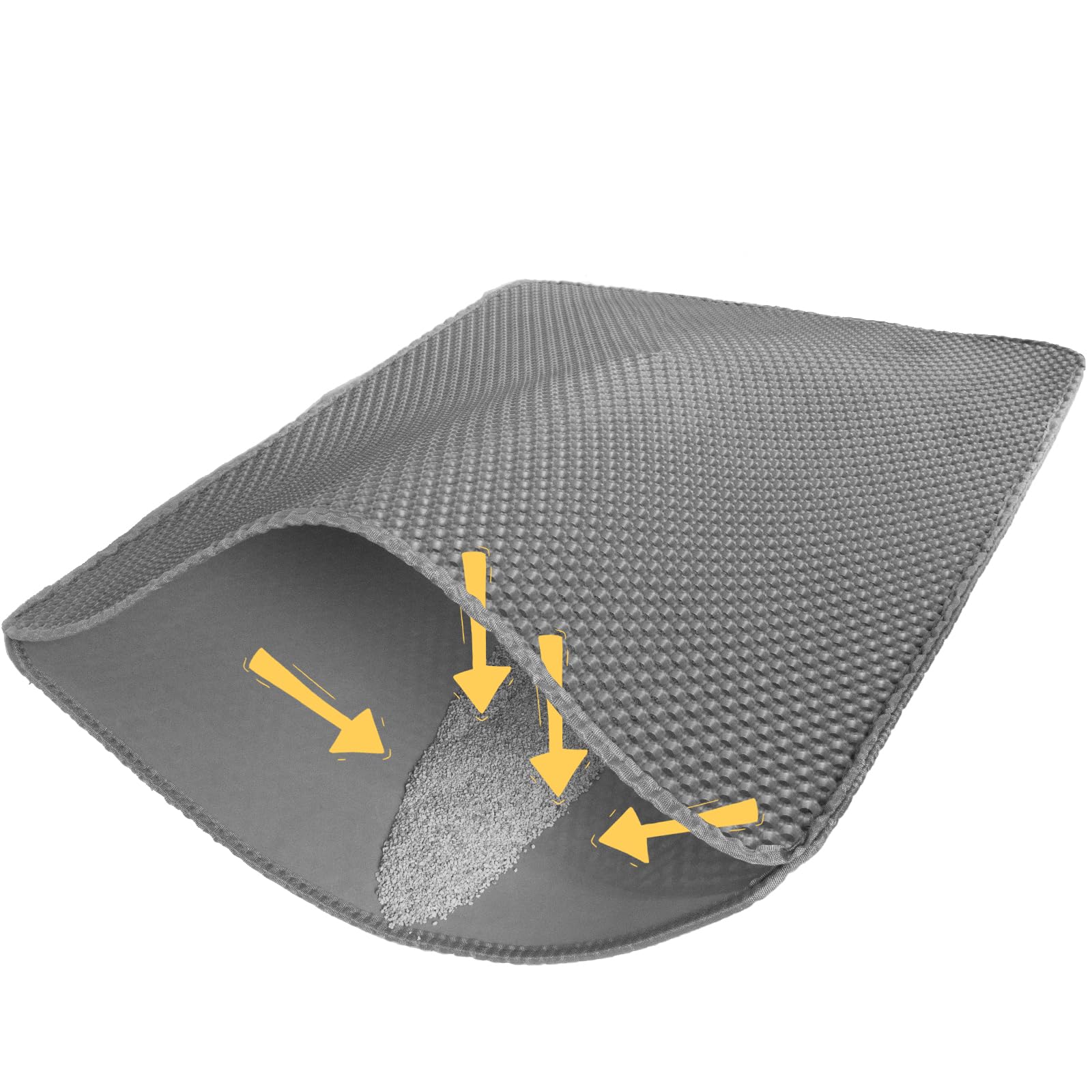 Gray Litter Box Mat,35''X23'' Honeycomb Double Layer Non-Slip Kitty Litter Mat Design, Waterproof & Urine, Scatter Control, Wash