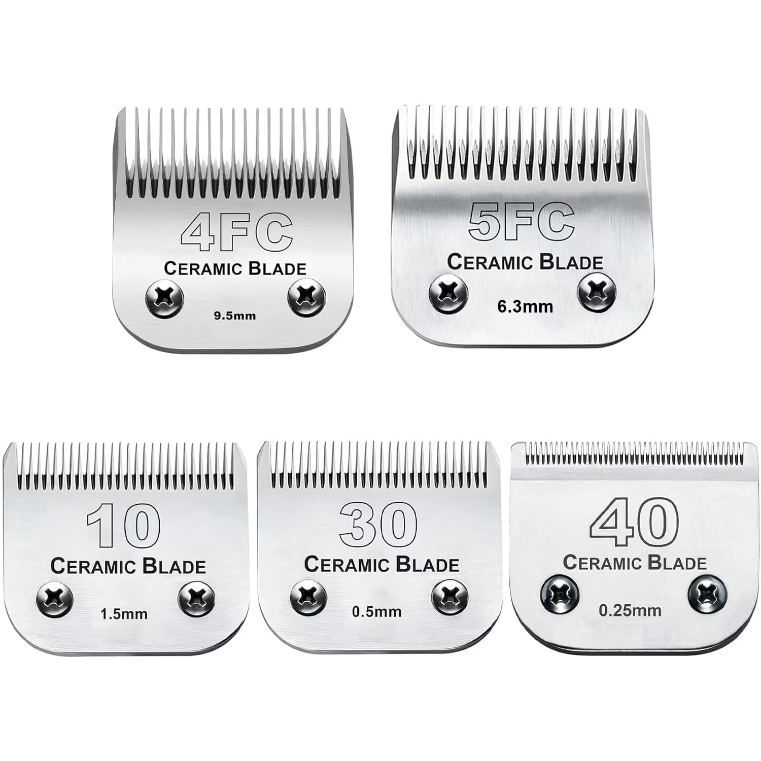 5Pcs 10 Blades Dog Grooming Replacement Blades Compatible With Andis Pet Clipper/Oster A5/Wahl Km Series Dog Clipper,Ceramic Bla