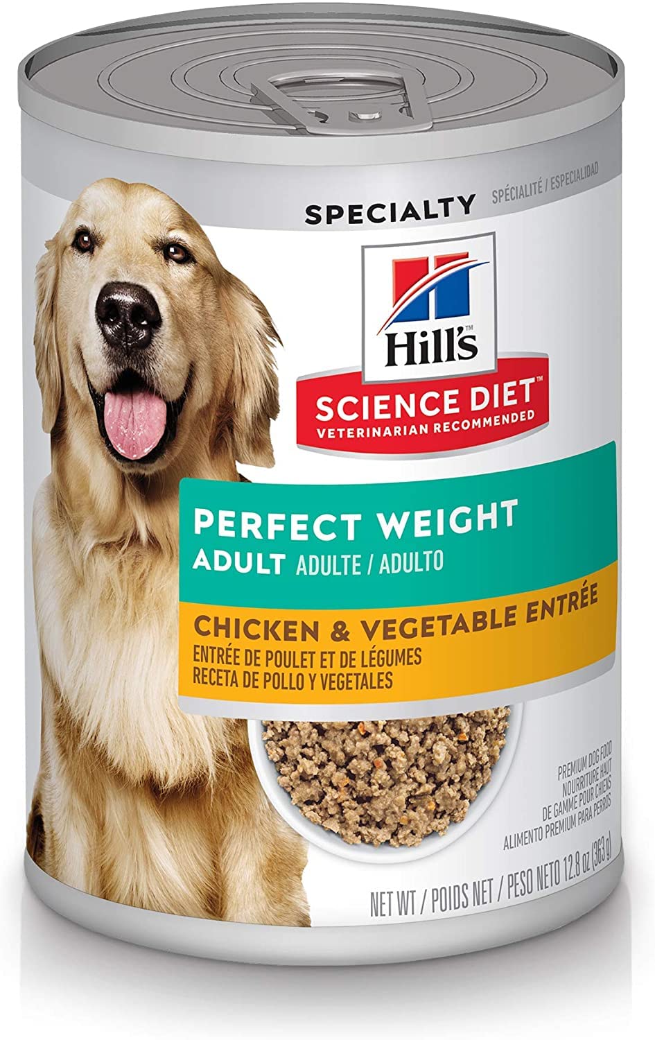 Hill'S Science Diet Perfect Weight, Adult 1-6, Weight Management Support, Wet Dog Food, Chicken & Vegetables Loaf, 12.8 Oz Can, Case Of 12