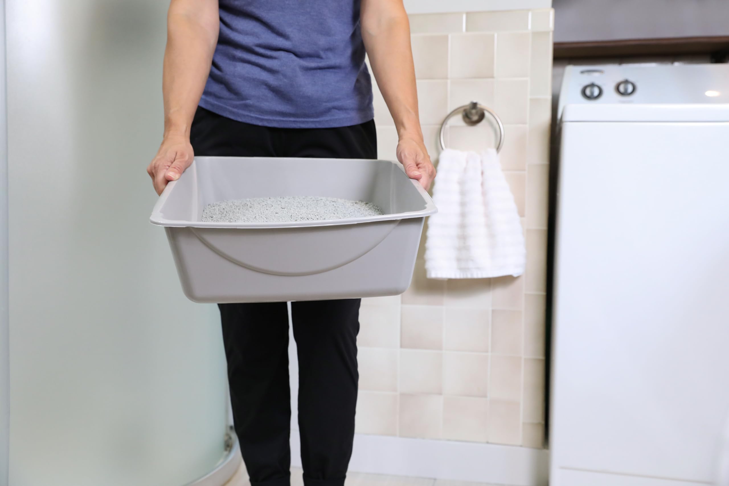 Doskocil Petmate Open Cat Litter Box, Blue Mesa/Mouse Grey, 4 Sizes