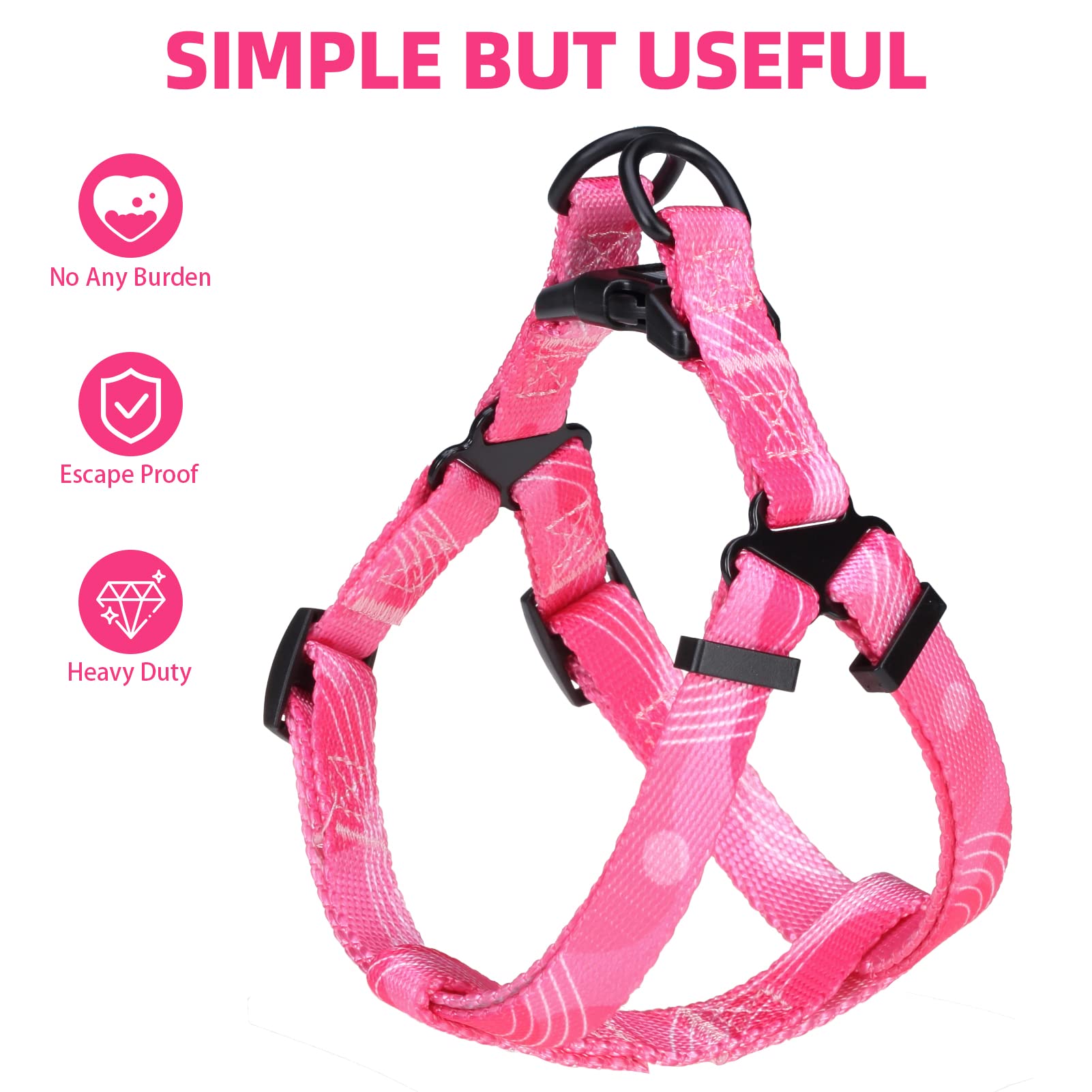 Pupteck Dog Harness And Leash Set No Pull Step In Soft Adjustable Pet Harnesses For Small Medium Dogs Outdoor Walking Training, Pink M