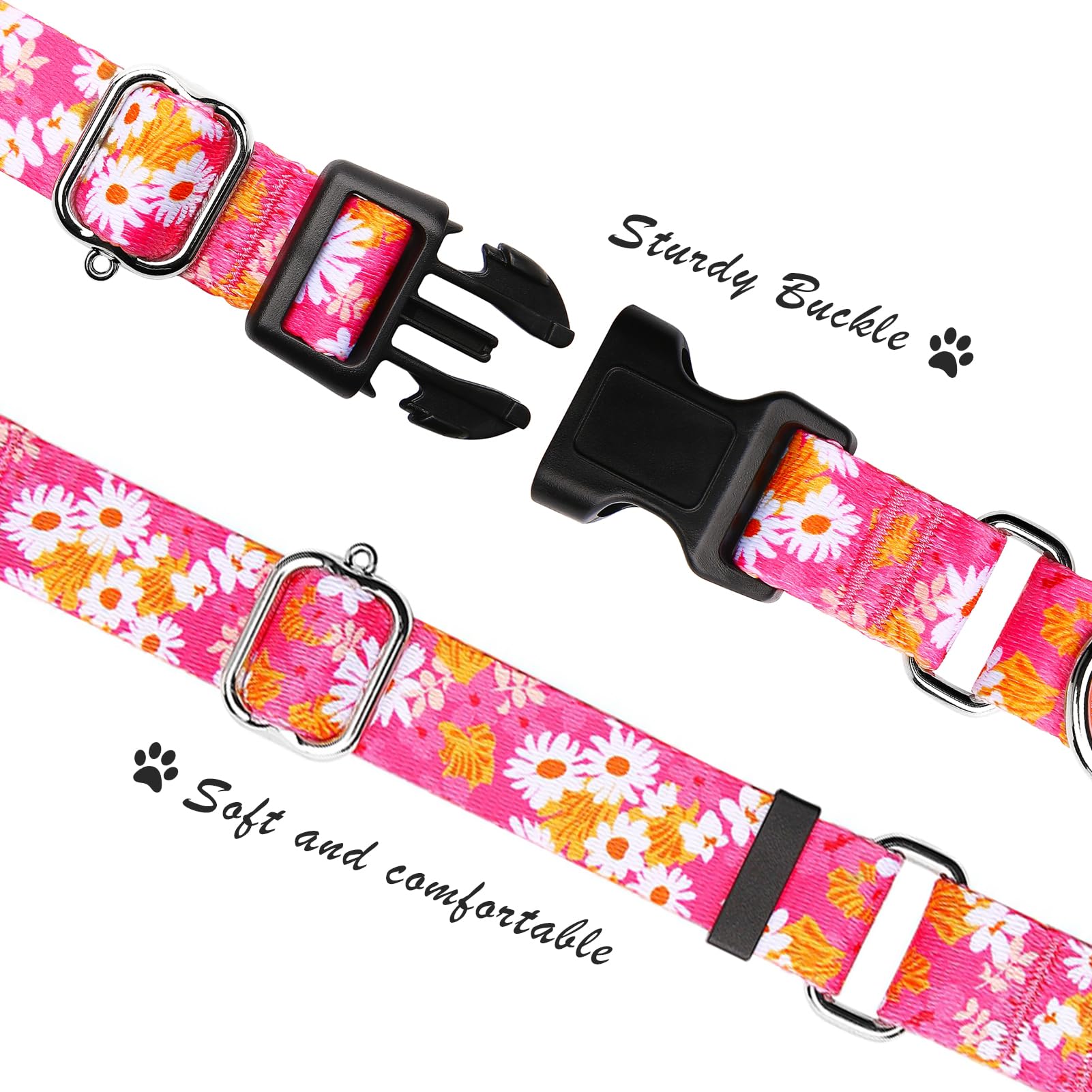 Hikiko Martingale Collar For Dogs Cute Floral Dog Collar For Small Medium Large Dogs Spring Summer Daisy Dog Collars For Girl Fe
