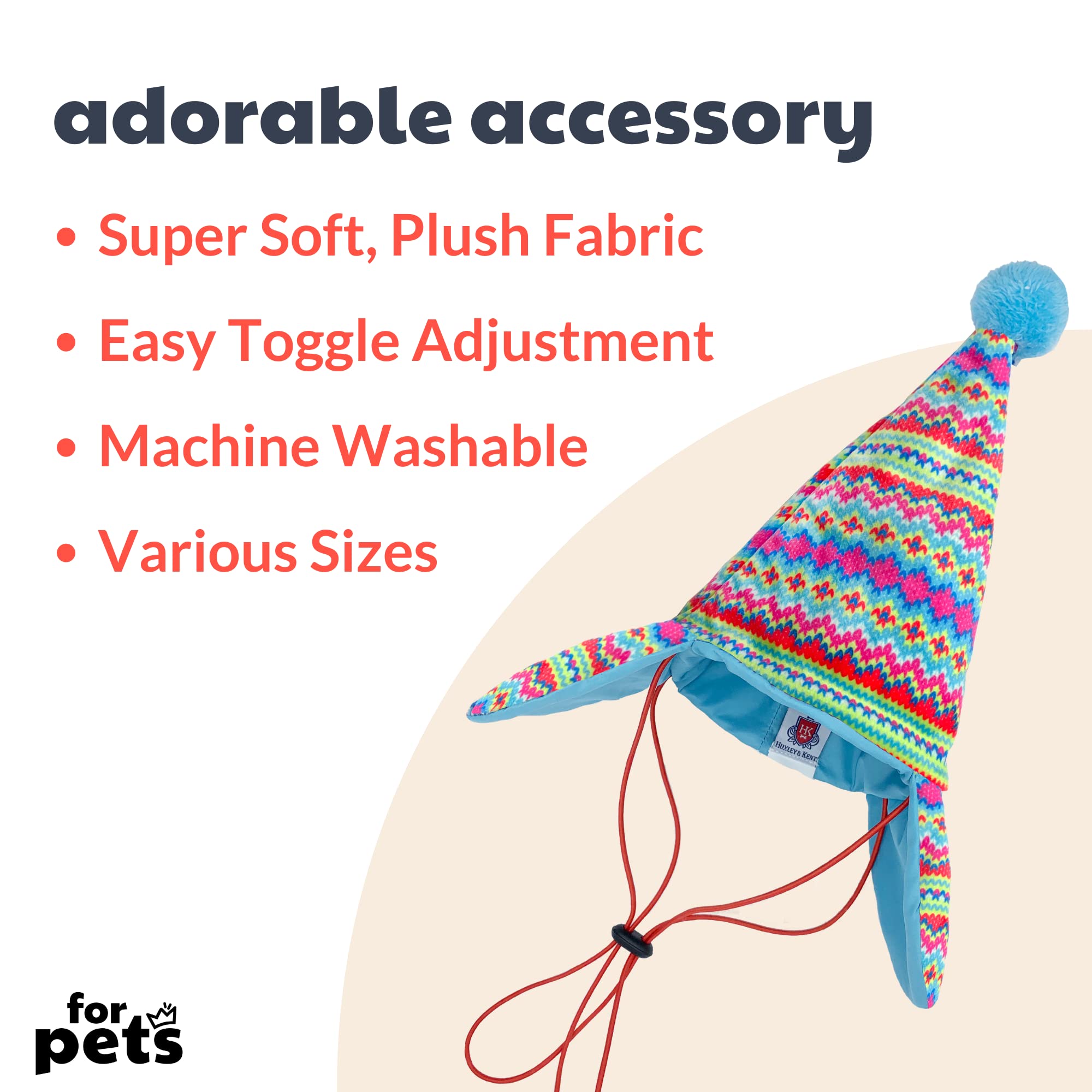 Huxley & Kent Pet Hat | Toboggan Fairisle (Large) | Fun Christmas Holiday Hat For Dogs/Cats | Cute, Comfortable And Fun | Snugfi