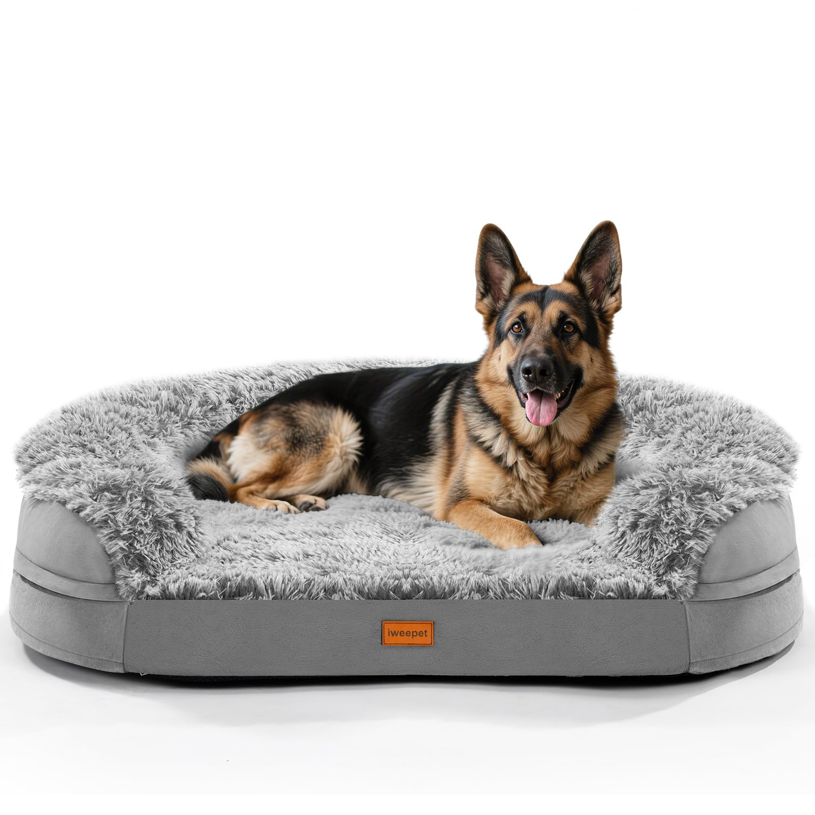 iweepet Dog Beds for Jumbo Dogs, 47.5x35x7.6, Removable and Washable Cover, Raised Reboundable Edges, Non Slip Bottom, Extra Big