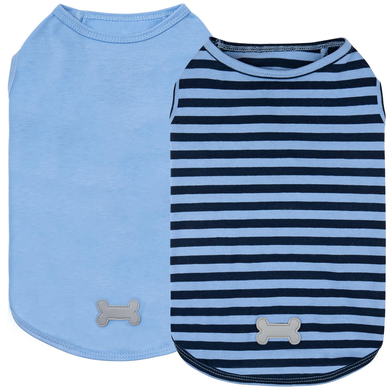 Kyeese 2Pack Dog Shirts Small Tee Soft For Small Dogs Striped T Shirt Lightweight Sleeveless Vest Cotton Tank Top Clothes, Large