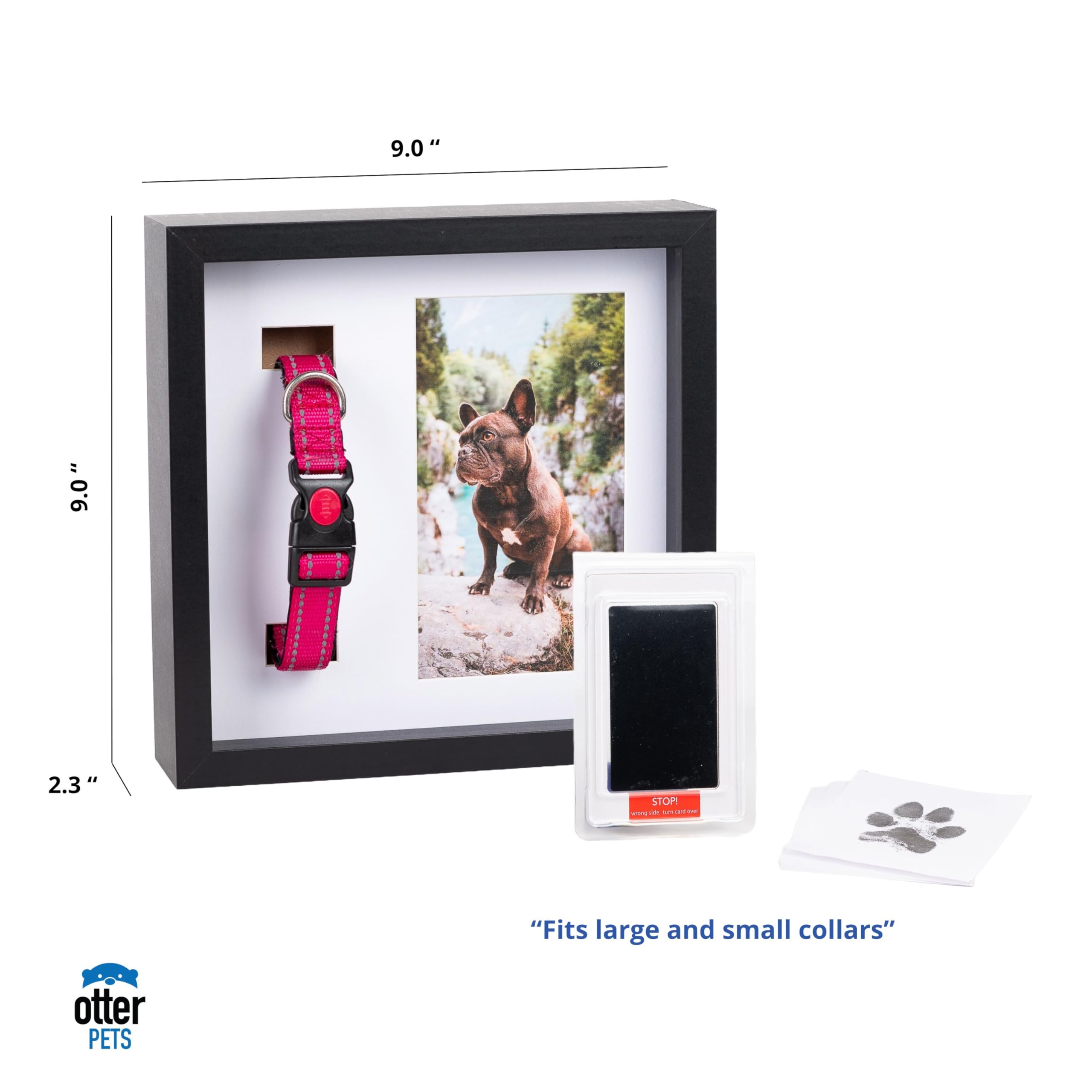 OtterPets Pet Memorial Dog Picture Frame, 4 Customizable Displays, 9x9, Paw Print Kit for Dogs, Pet Memorial Gift for Dogs, Loss