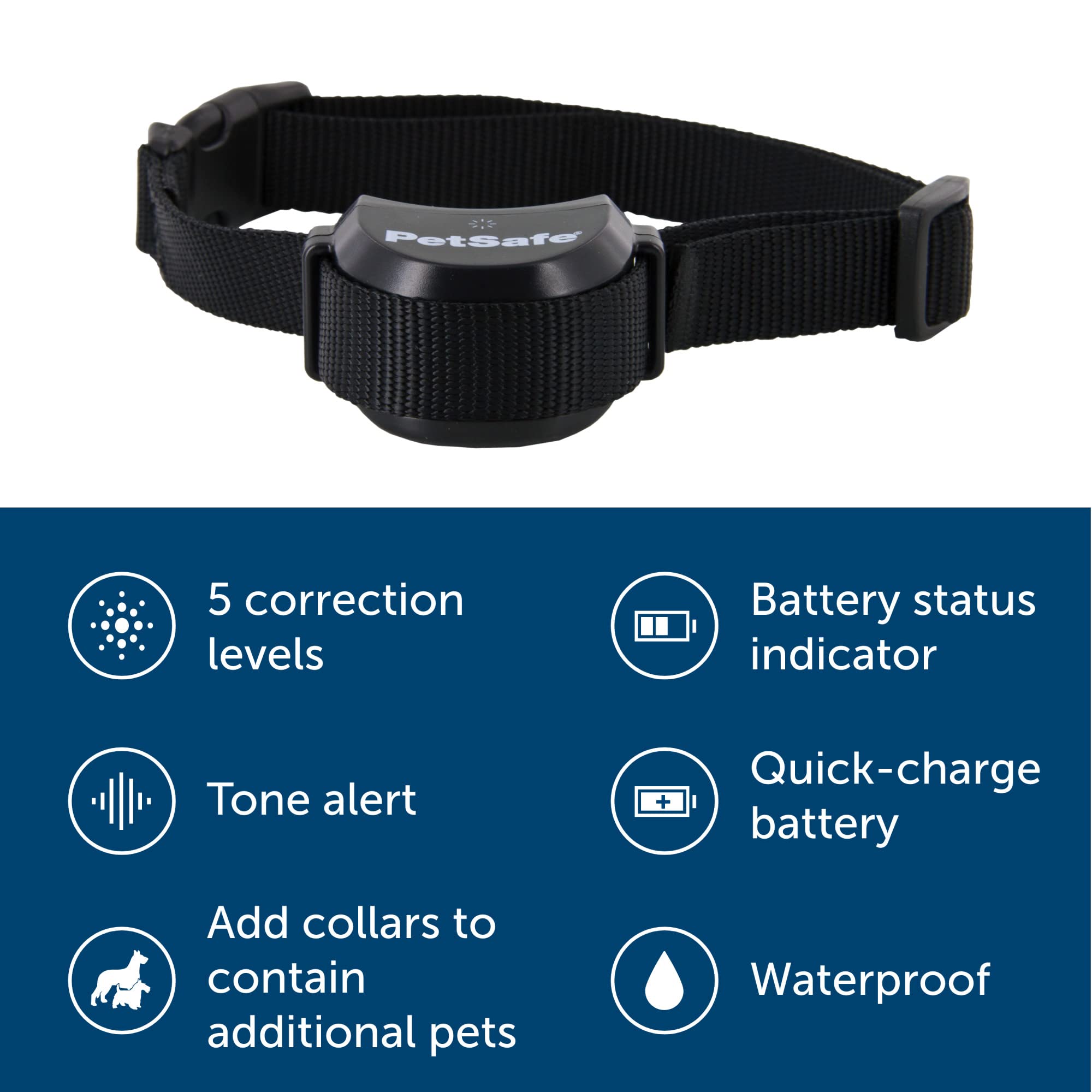 Petsafe Stay & Play Pet Fence Wireless, Dog Fence Collar Rechargeable Receiver Collar, Waterproof Design, Compatible With All Petsafe Wireless Fences, Invisible Wireless System (Black)