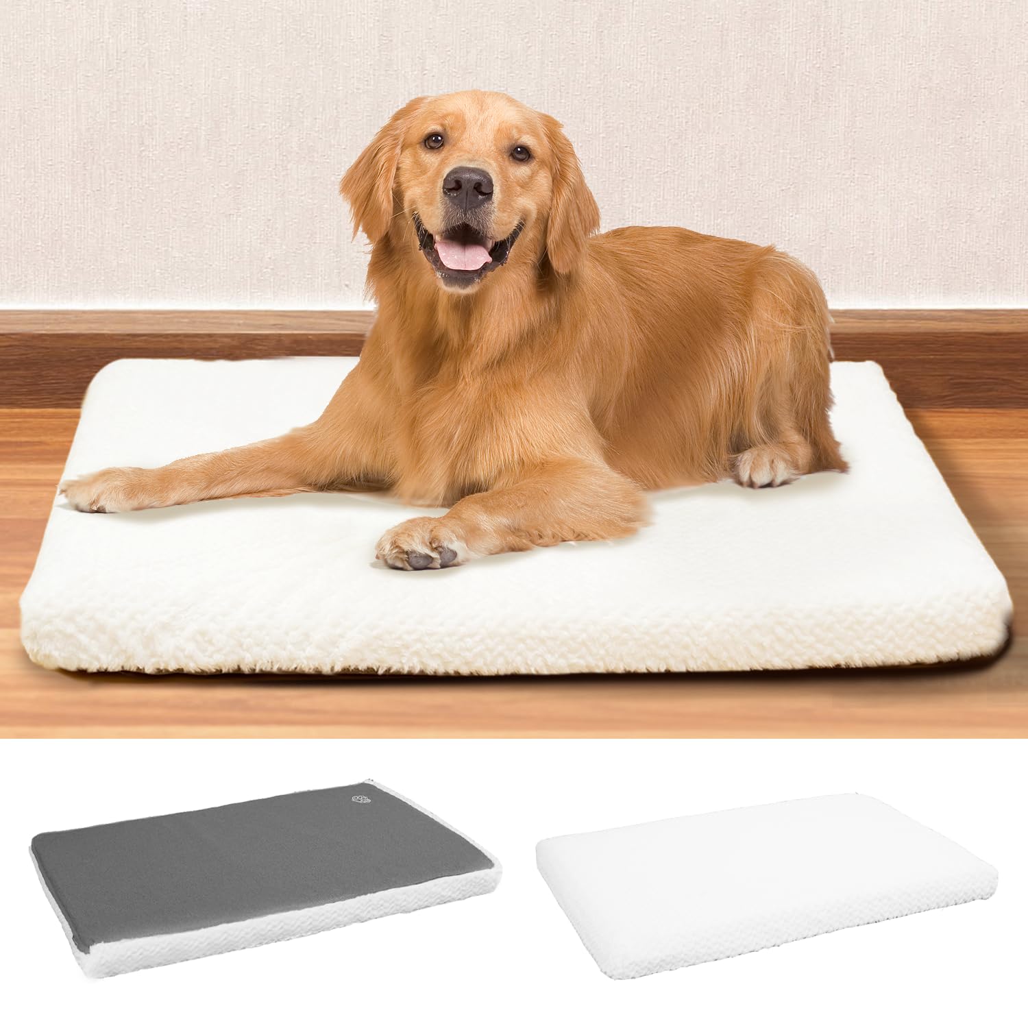 Empsign Jumbo Dog Crate Pad, Deluxe Fluffy Plush Machine Washable Mat, Removable Cover, Sleeping Mat Cushion Bed, 41''X 28''X 3'