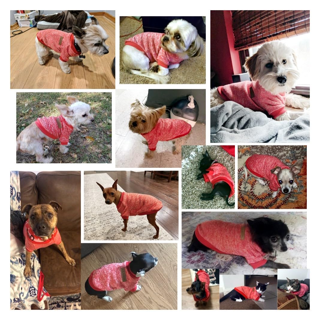 Chborless Pet Dog Classic Knitwear Sweater Warm Winter Puppy Pet Coat Soft Sweater Clothing For Small Dogs (S, Red)