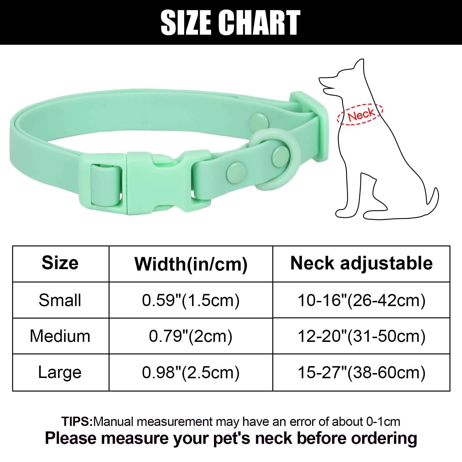 Waterproof Dog Collar Soft Rubber Dog Collar With Safety Buckle Adjustable Pet Collars For Small Medium Large Dogs