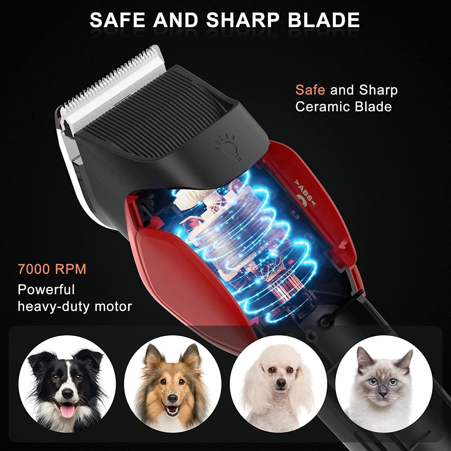 Solimpia Dog Cat Pet Clippers Shavers Electric Pet Grooming Trimmer Kit Rechargeable Cordless Low Noise Professional