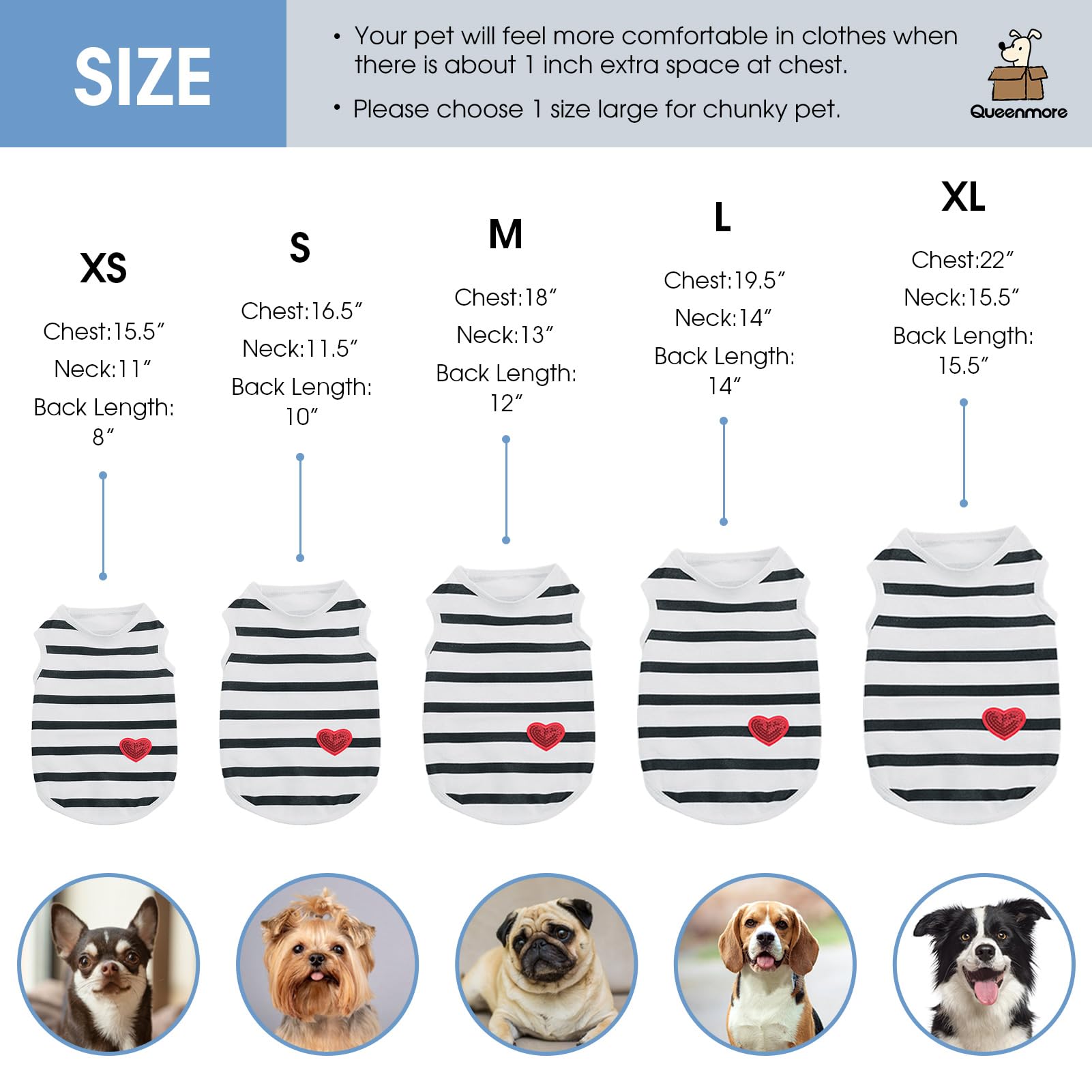 Queenmore Large Dog Shirt,Soft Breathable Dog Shirt For Dogs Cats Boy Girl,Pet Clothes For All Season,Breathable Lightweight Pet