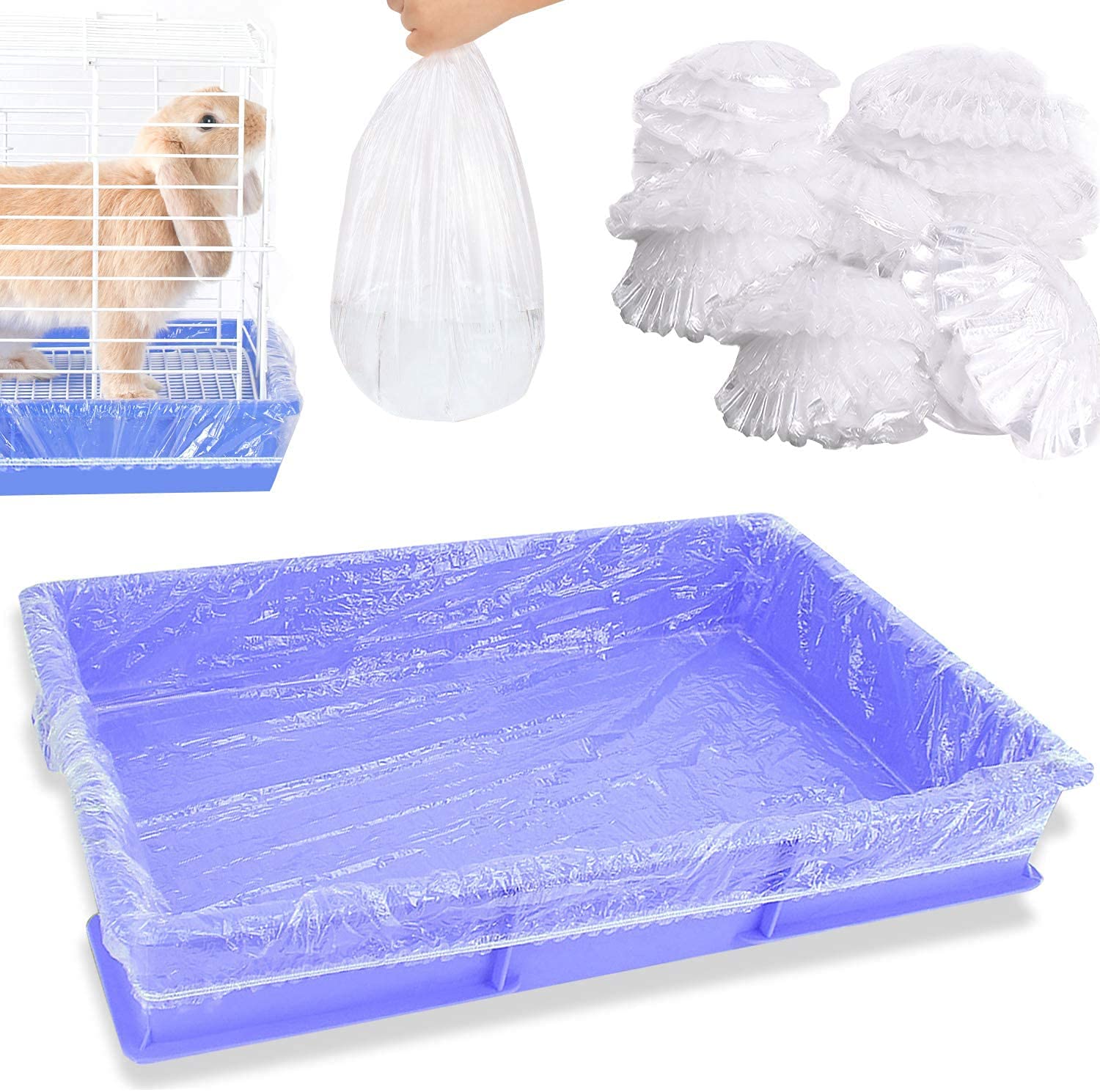 Upcessory 30 pcs Disposable Cage Liners, Clear Plastic Rabbit Cage Liner Bag, Universal Toilet Film for Bunny, Hamster, Totoro, 