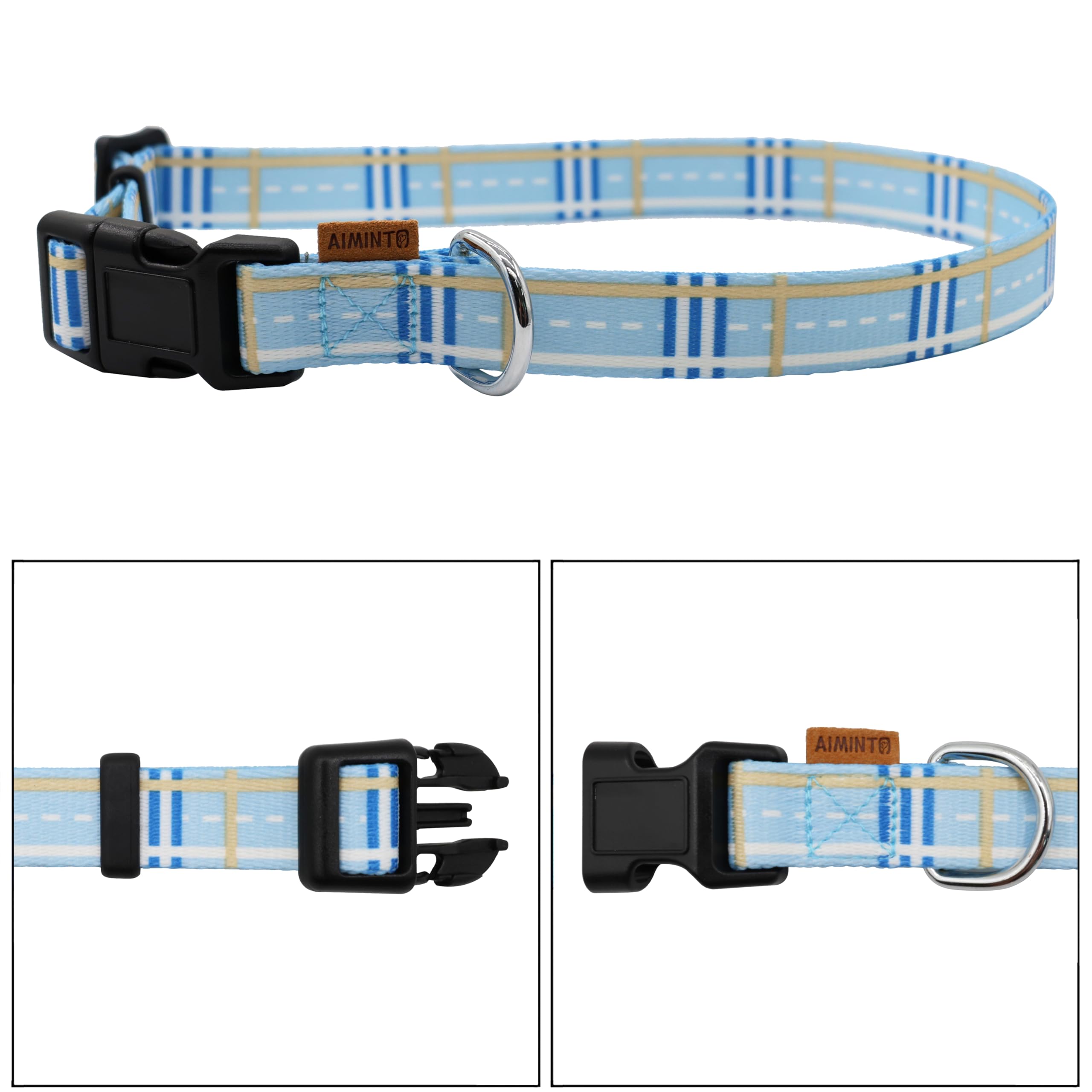 Aiminto Dog Collar, Cute Stripe Pattern, Soft And Adjustable Collar With Quick Release Buckle (Xs (Neck 9-13'', Width 3/8''), St