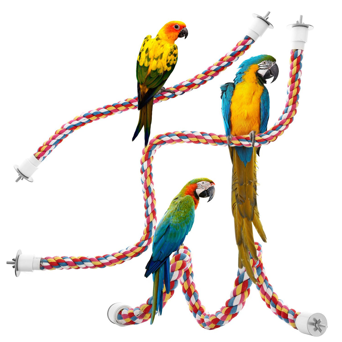 Jusney Bird Rope Perches,Parrot Toys 21 inches Rope Bungee Bird Toy (21 inches)[1 Pack]