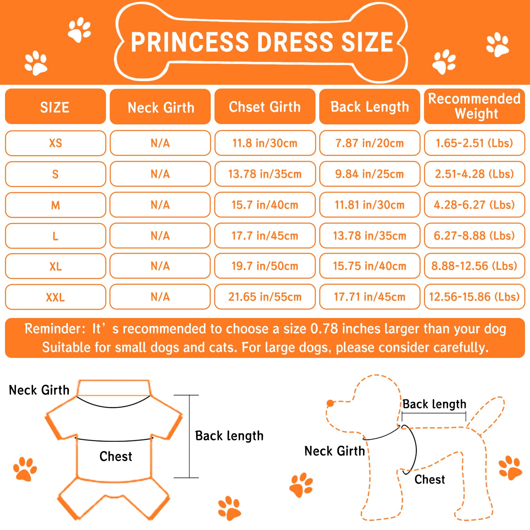 Tapbull Dog Dresses, Fashionable Pet Dog Clothes, Cute Cat Birthday Dress Outfit (Orange/Red/Yellow/Blue/Pink 5-Pack), Large