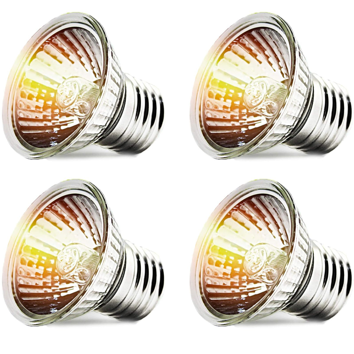 CALPALMY 4-Pack 25W UVA+UVB Reptile Heat Bulbs - Heat and Light for Reptiles and Amphibian Tanks, Terrariums and Cages - Works w