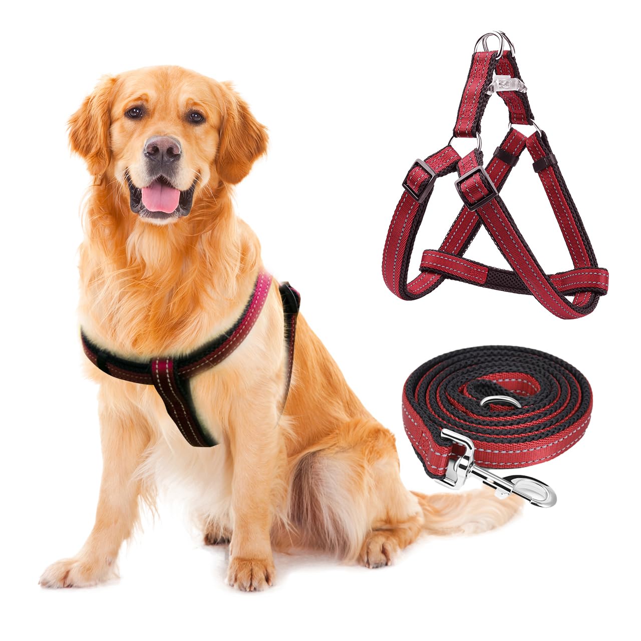 Reflective No-Pull Dog Harness And Leash Set For Small Dogs - Quick-Release Buckle, Adjustable Step-In Design With Double D-Ring
