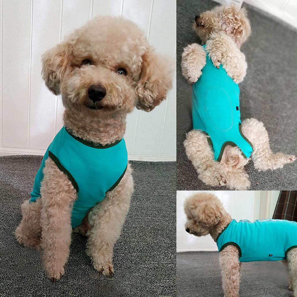 Dogs Recovery Suit Post Surgery Shirt For Puppy, Wound Protective Clothes For Little Animals(Blue-L)